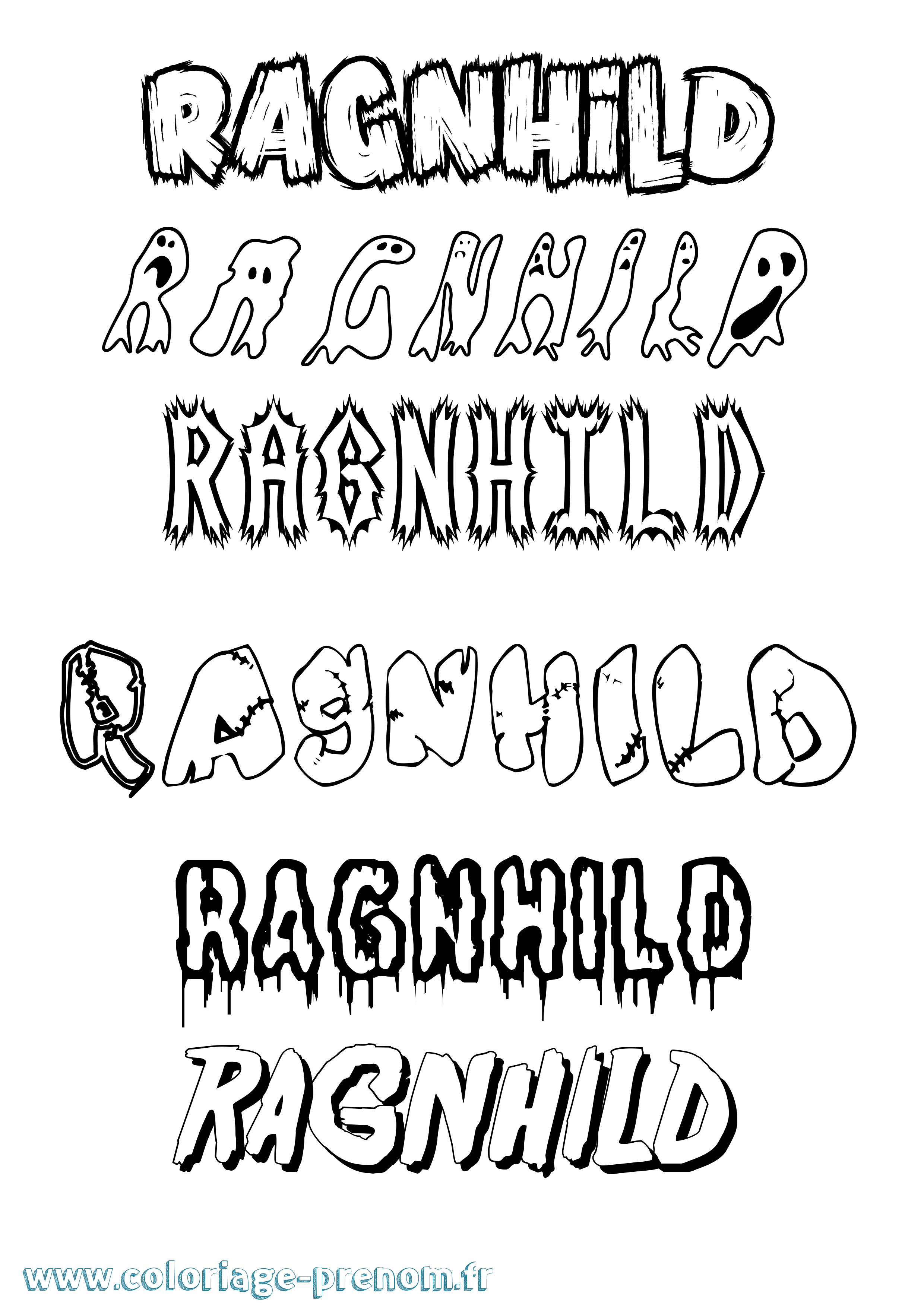 Coloriage prénom Ragnhild Frisson