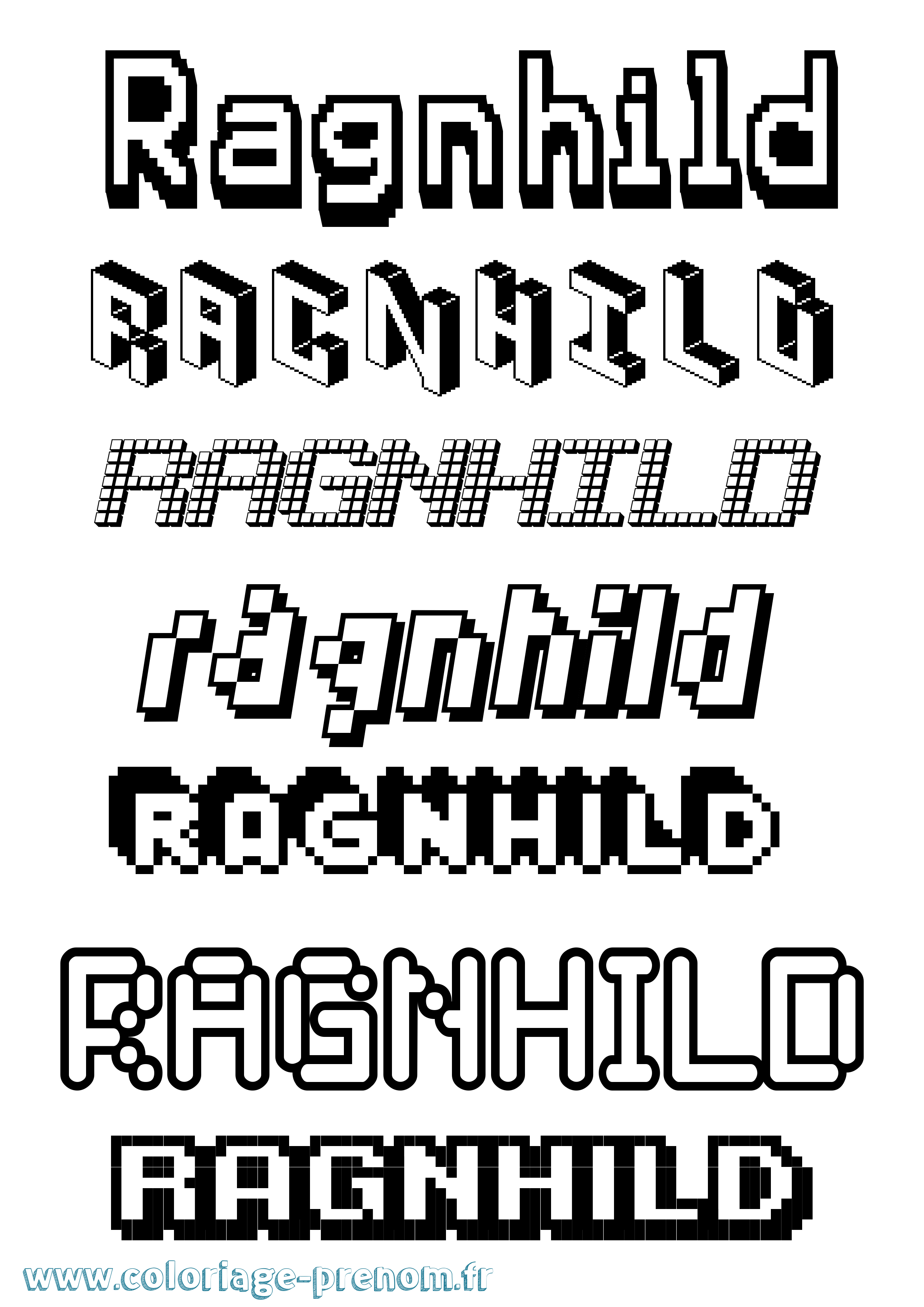 Coloriage prénom Ragnhild Pixel