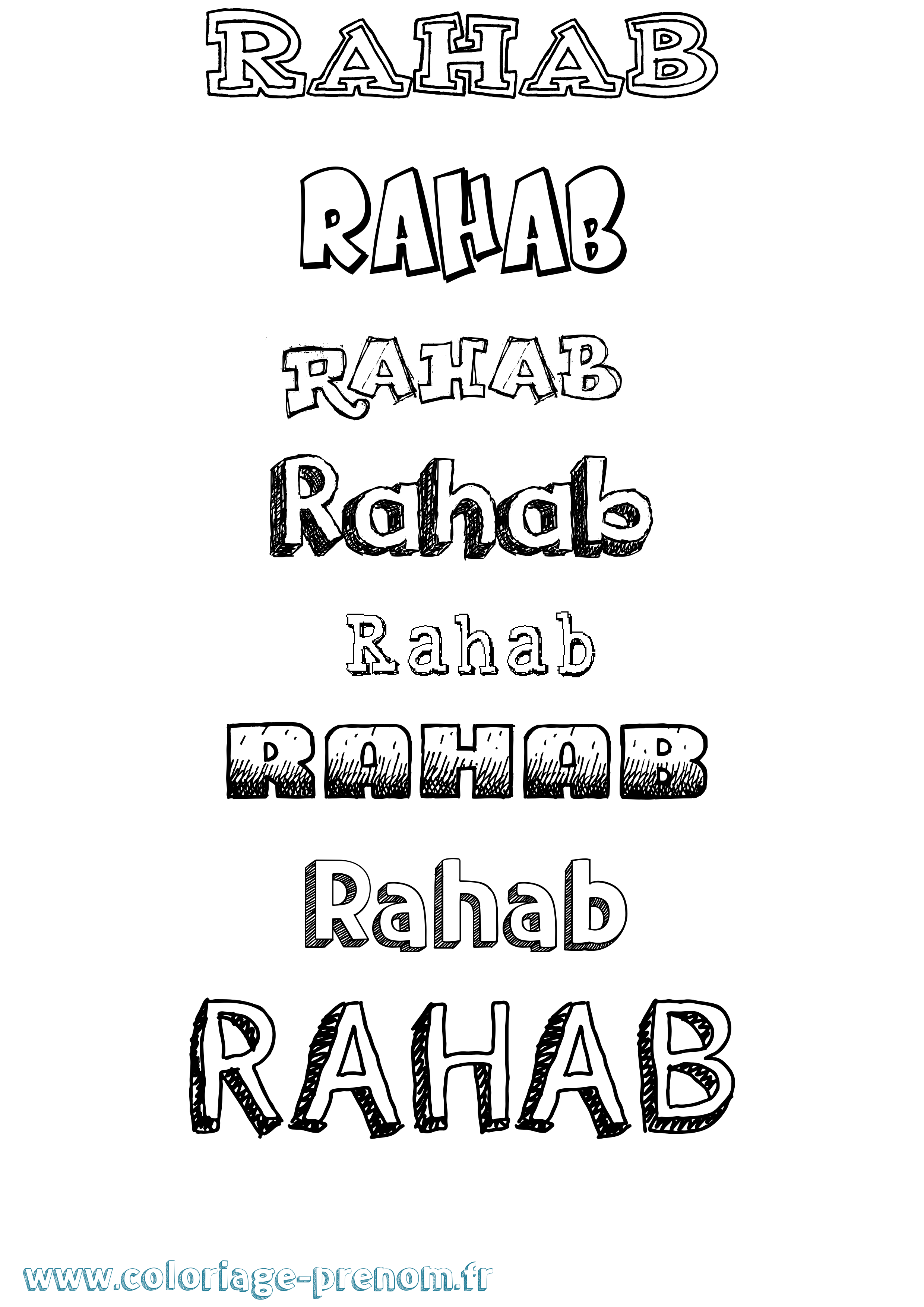 Coloriage Rahab Dessiné Coloriage prénom Rahab Dessiné