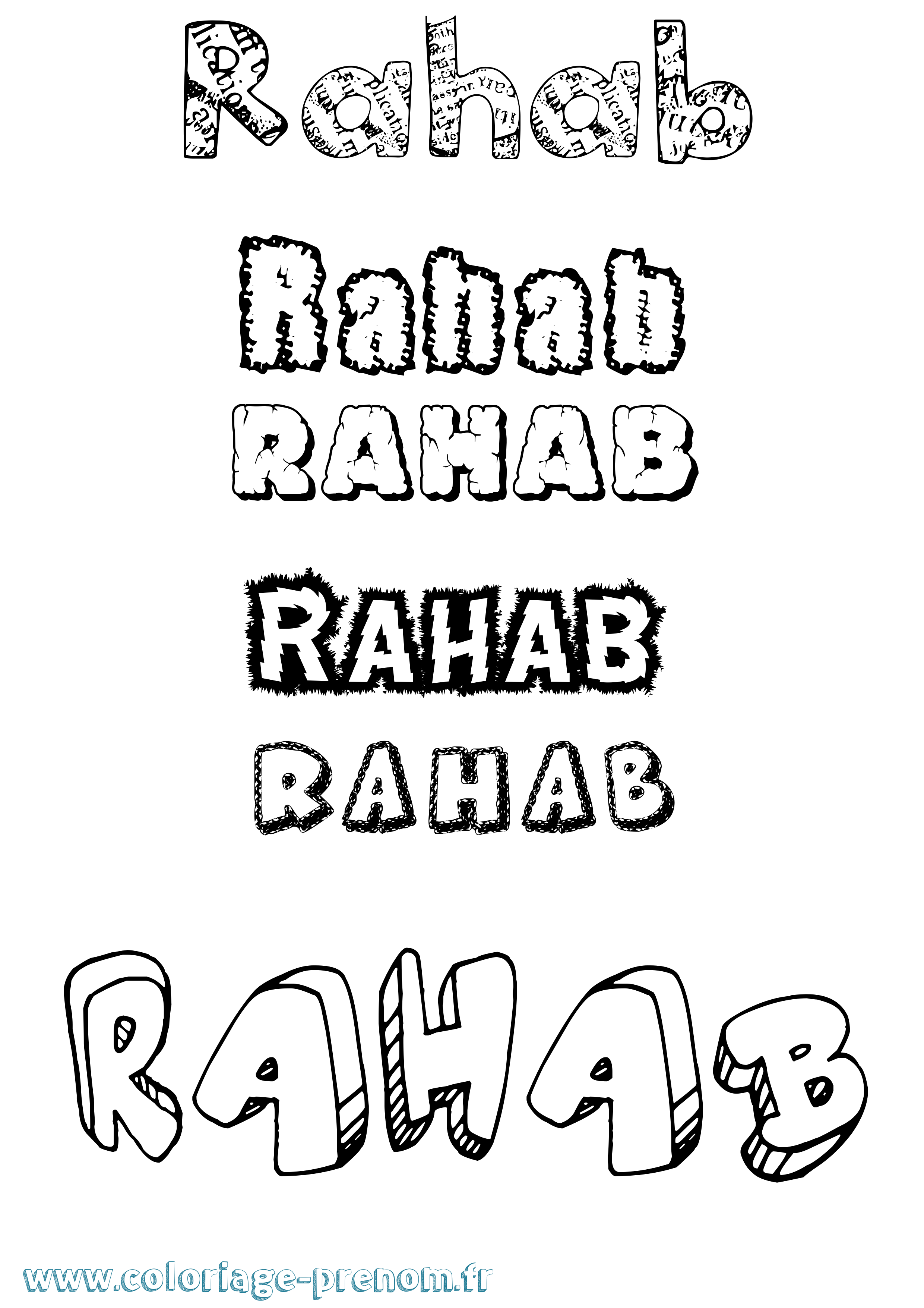 Coloriage prénom Rahab Destructuré