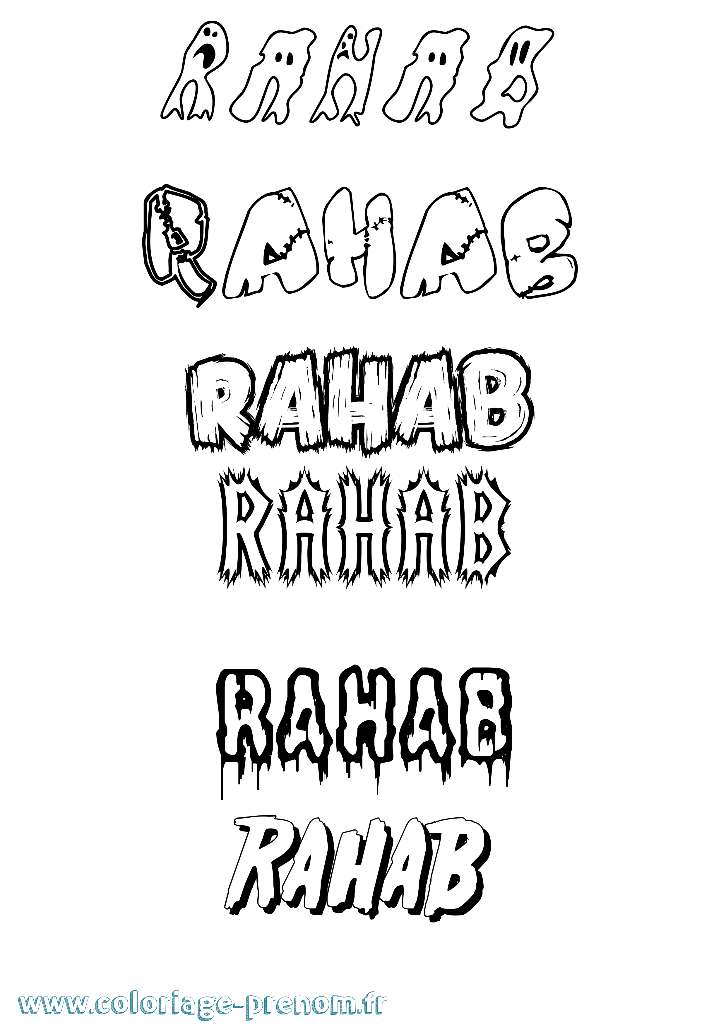 Coloriage Rahab Frisson Coloriage prénom Rahab Frisson