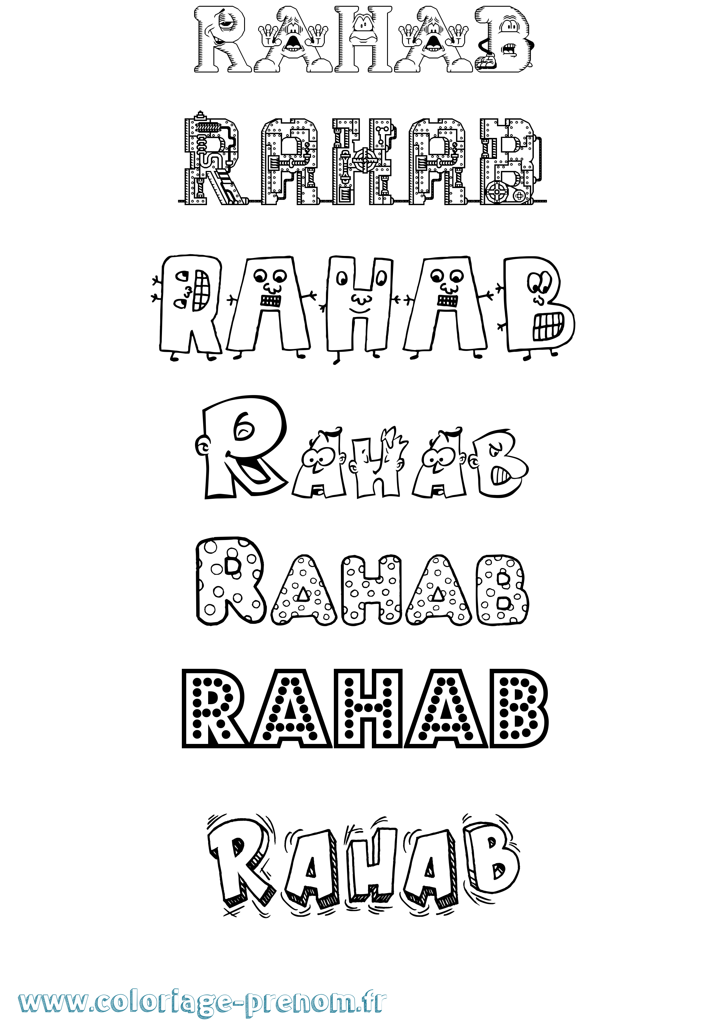Coloriage Rahab Fun Coloriage prénom Rahab Fun