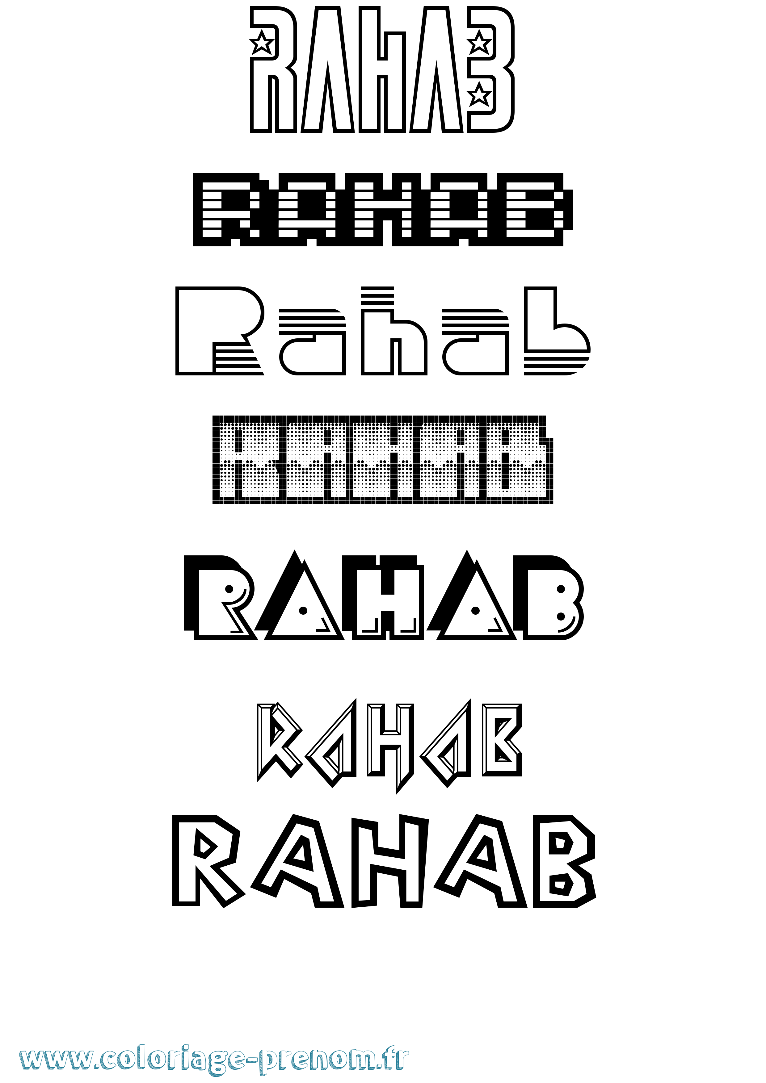 Coloriage prénom Rahab Jeux Vidéos
