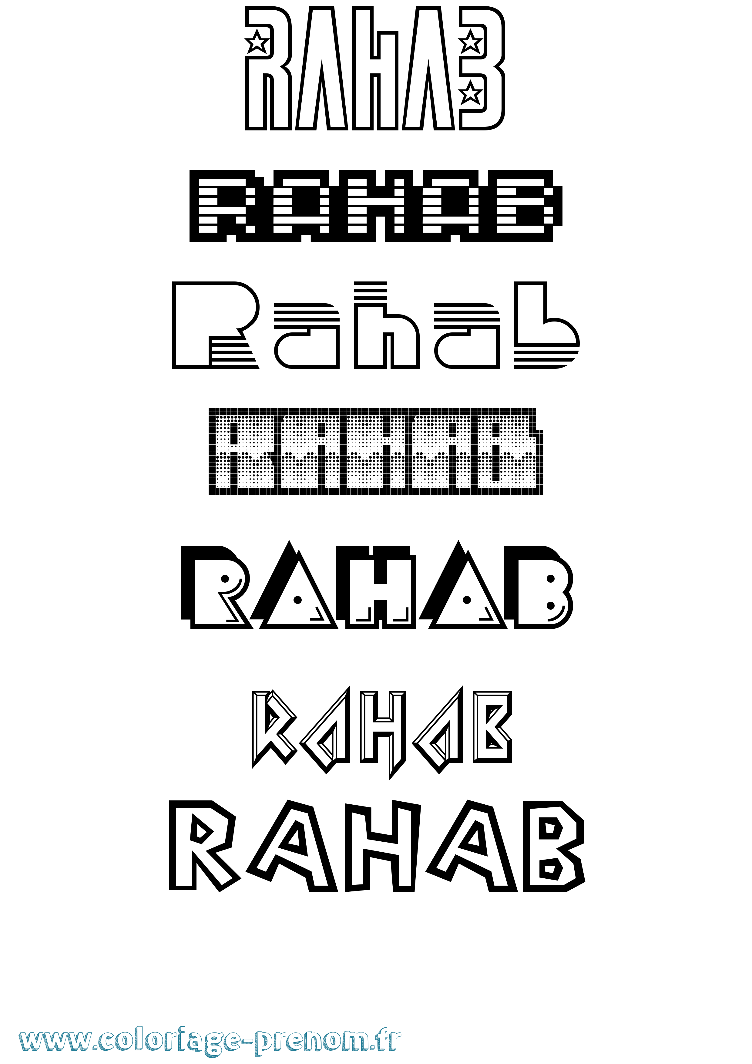Coloriage Rahab Jeux Vidéos Coloriage prénom Rahab Jeux Vidéos