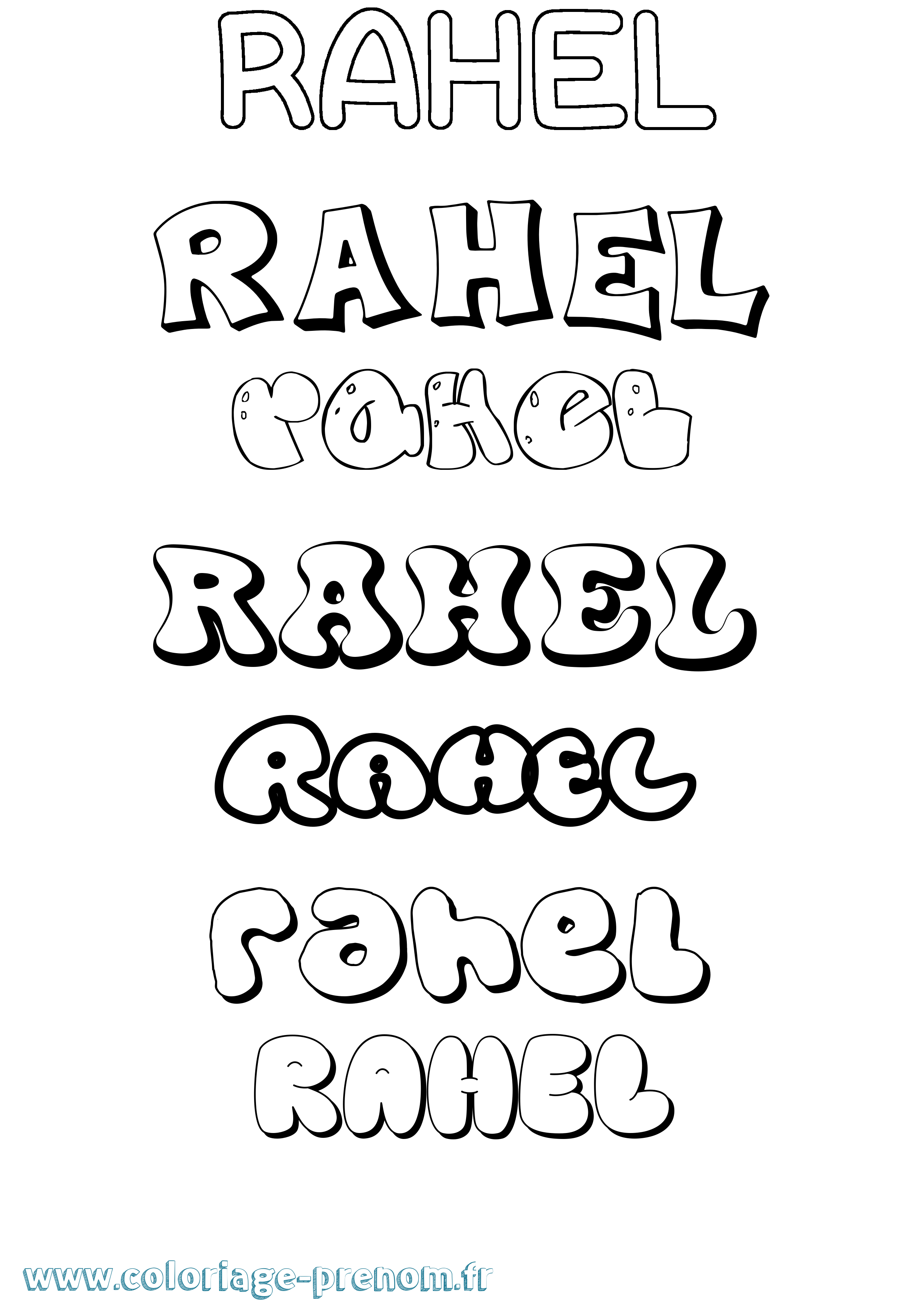 Coloriage prénom Rahel Bubble