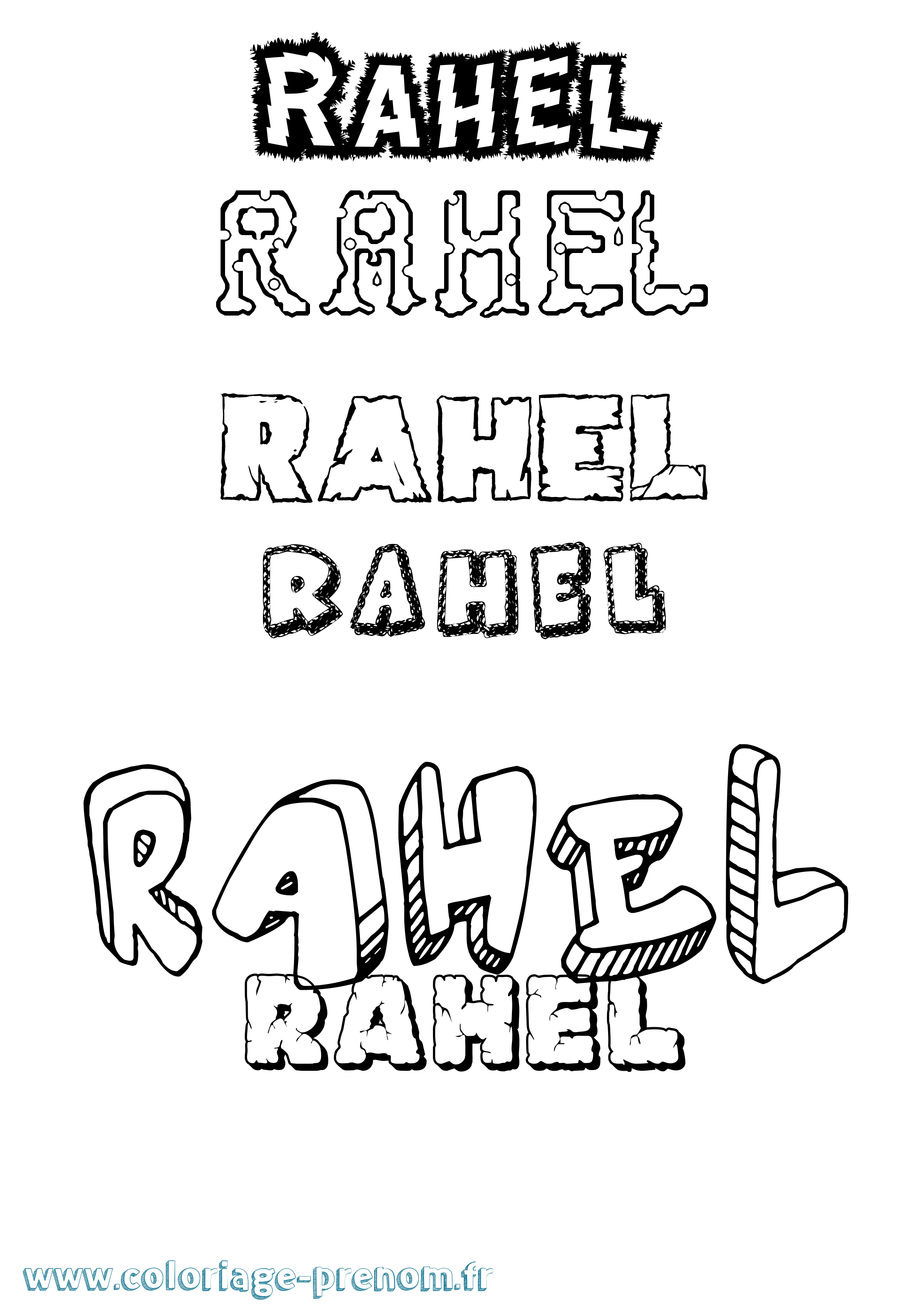 Coloriage prénom Rahel Destructuré