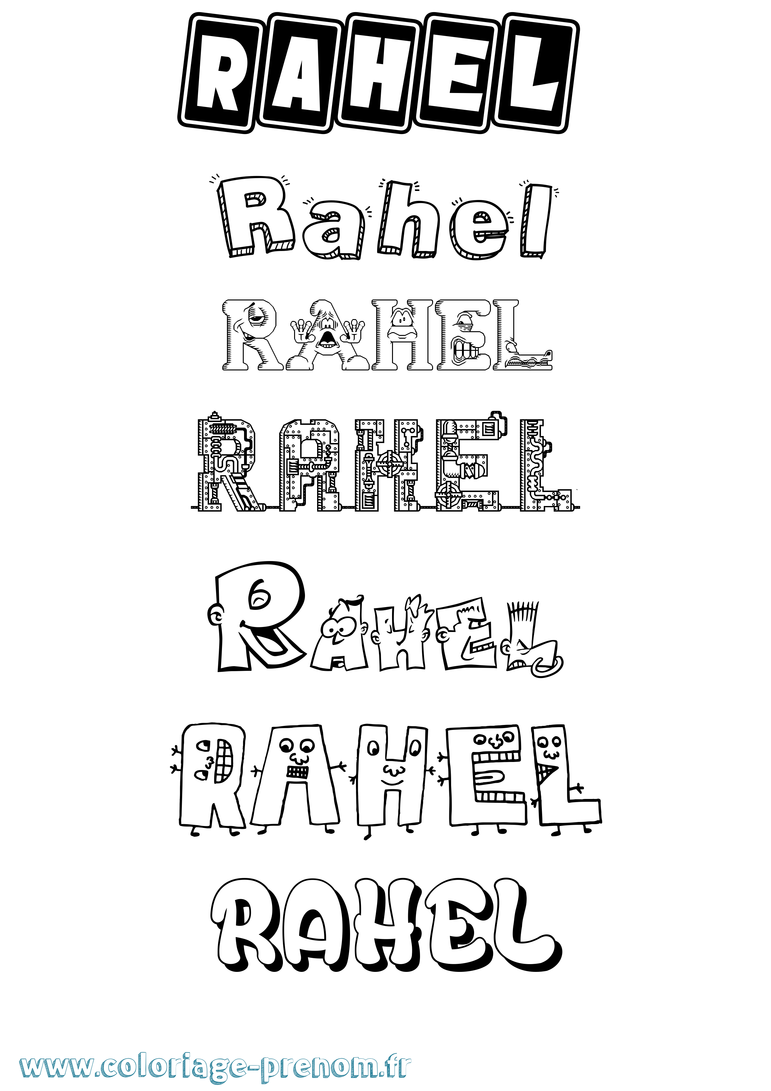 Coloriage prénom Rahel Fun