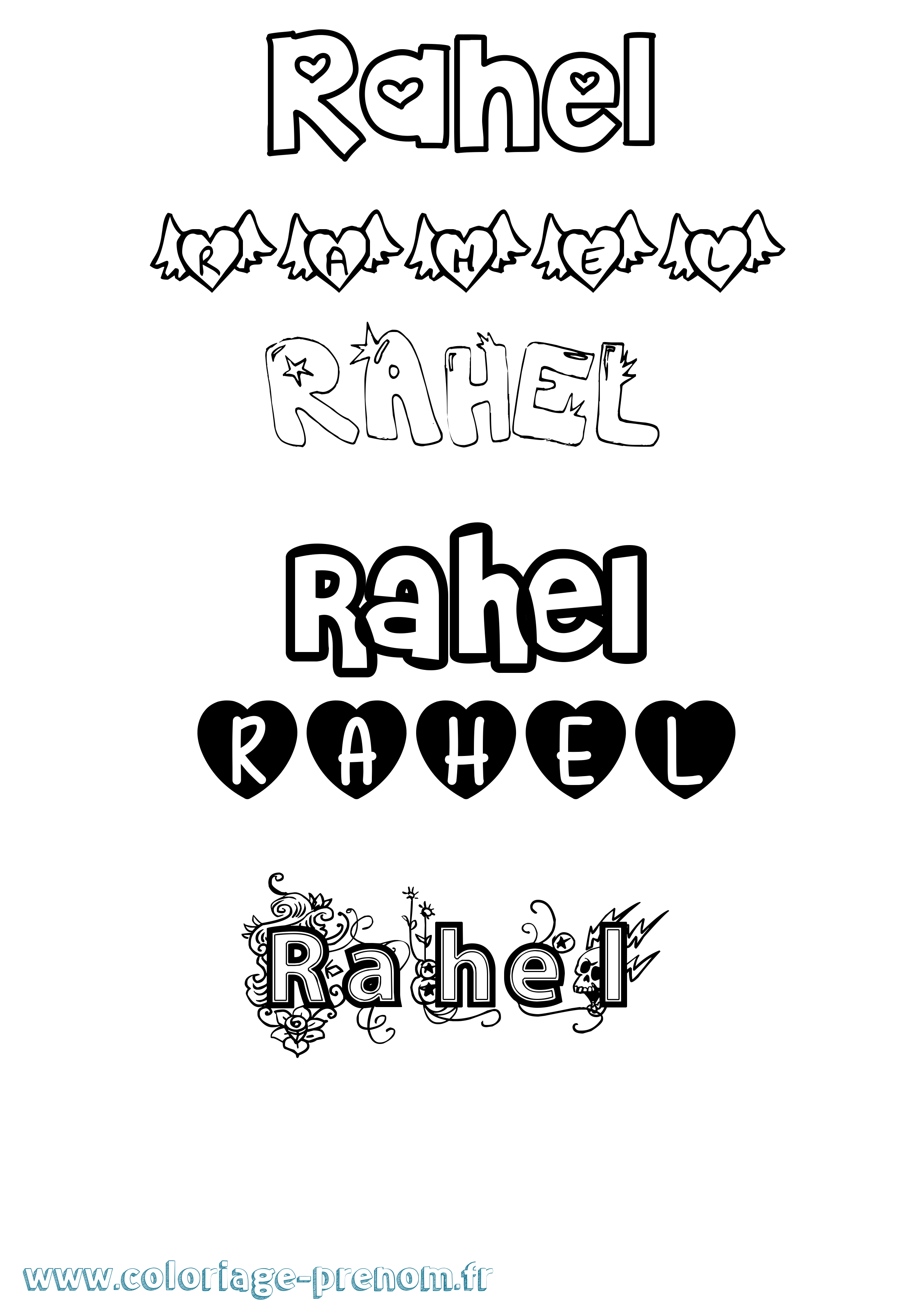 Coloriage prénom Rahel Girly