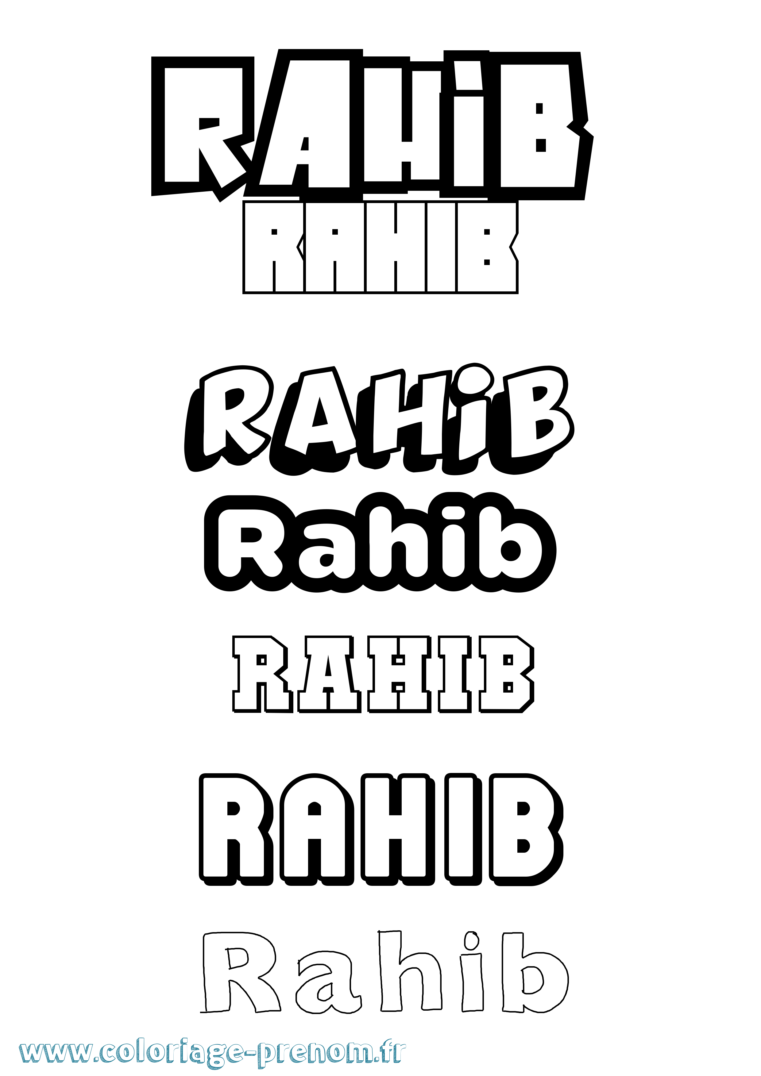 Coloriage prénom Rahib Simple
