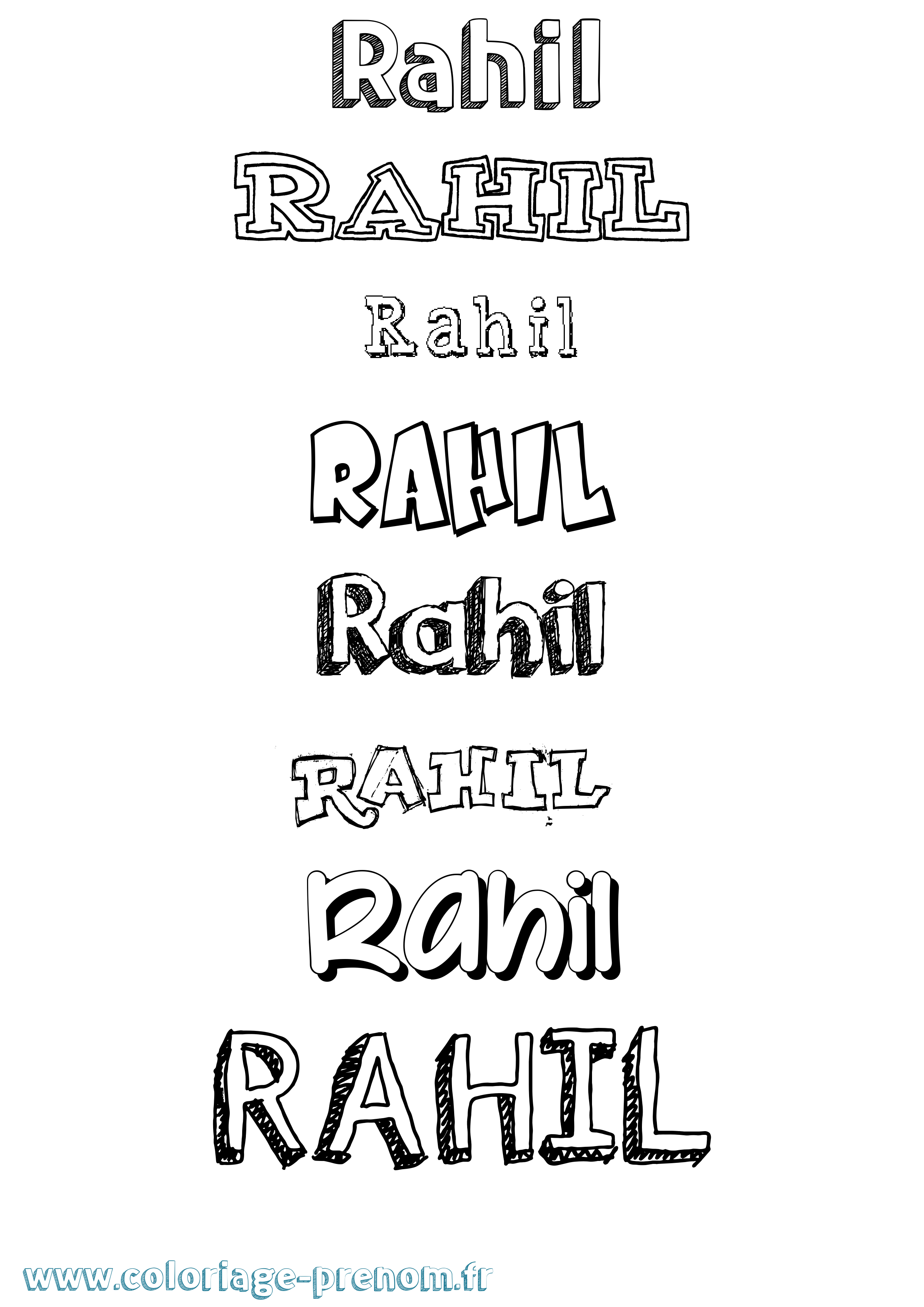 Coloriage prénom Rahil Dessiné
