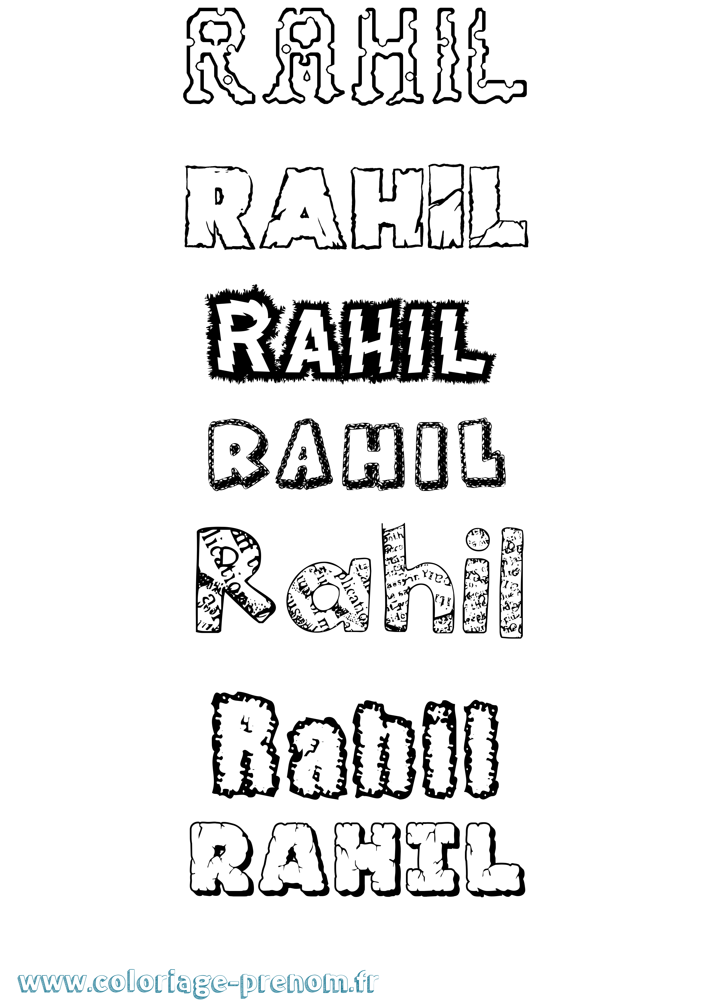 Coloriage prénom Rahil Destructuré