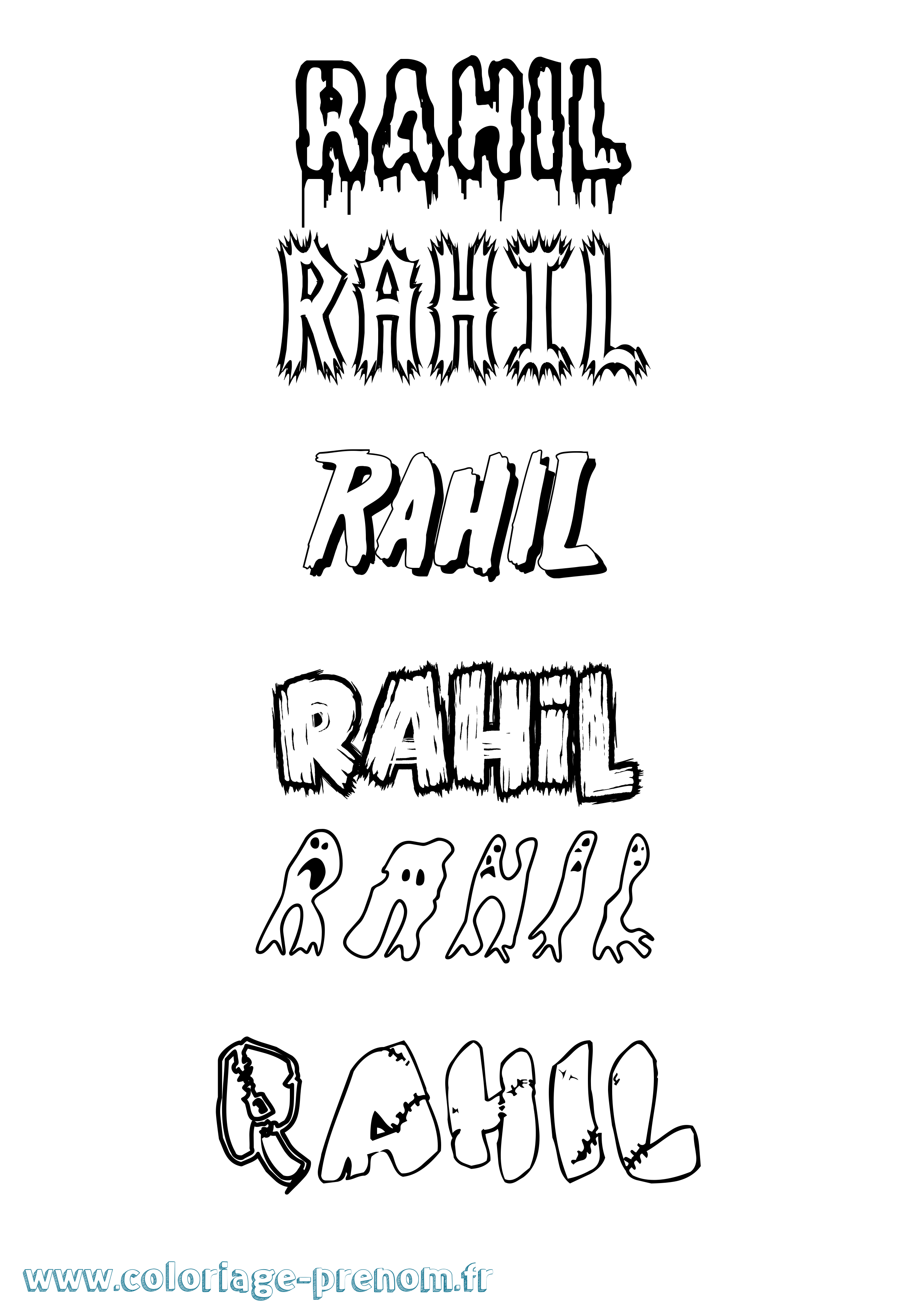 Coloriage prénom Rahil Frisson