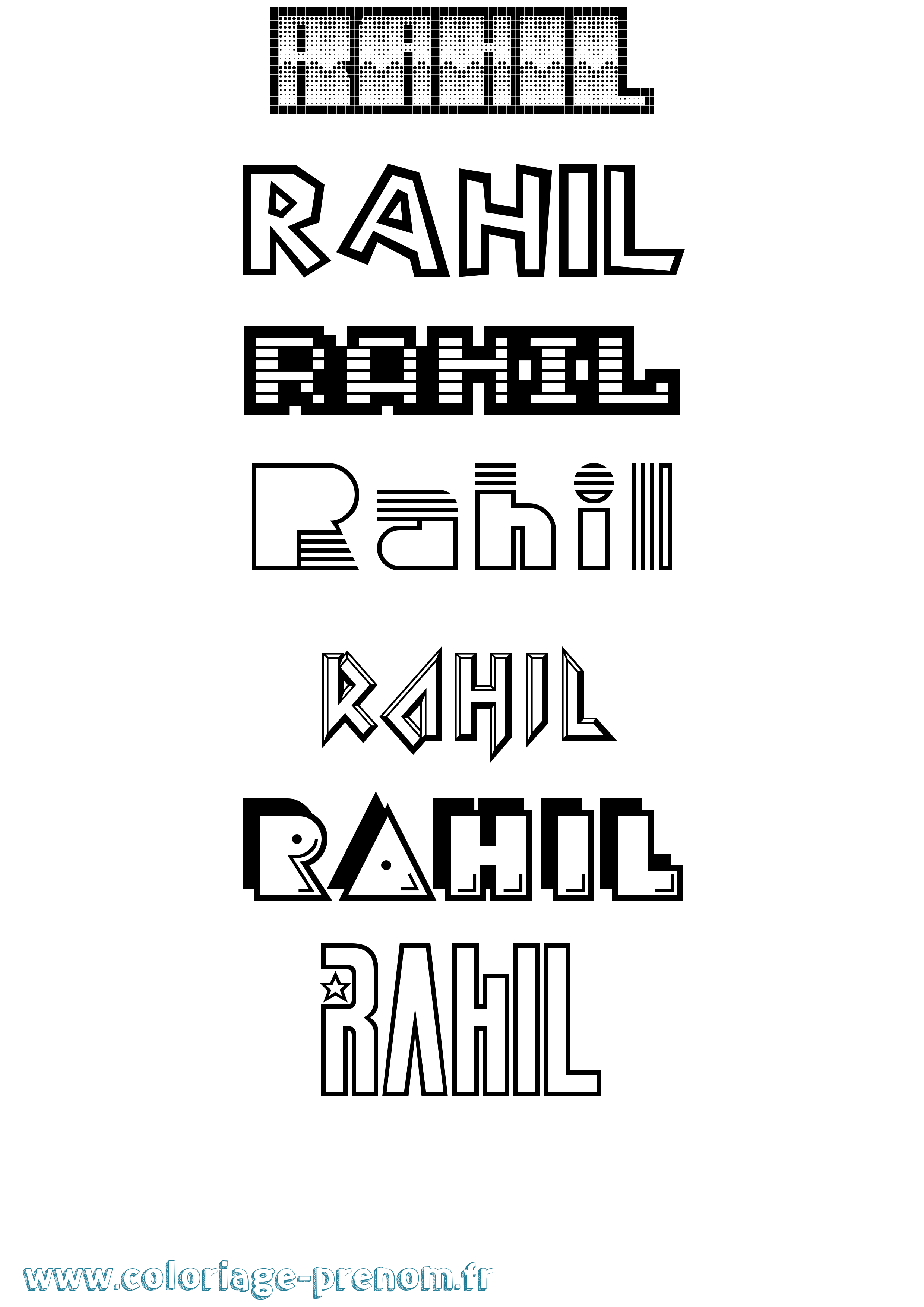 Coloriage prénom Rahil Jeux Vidéos