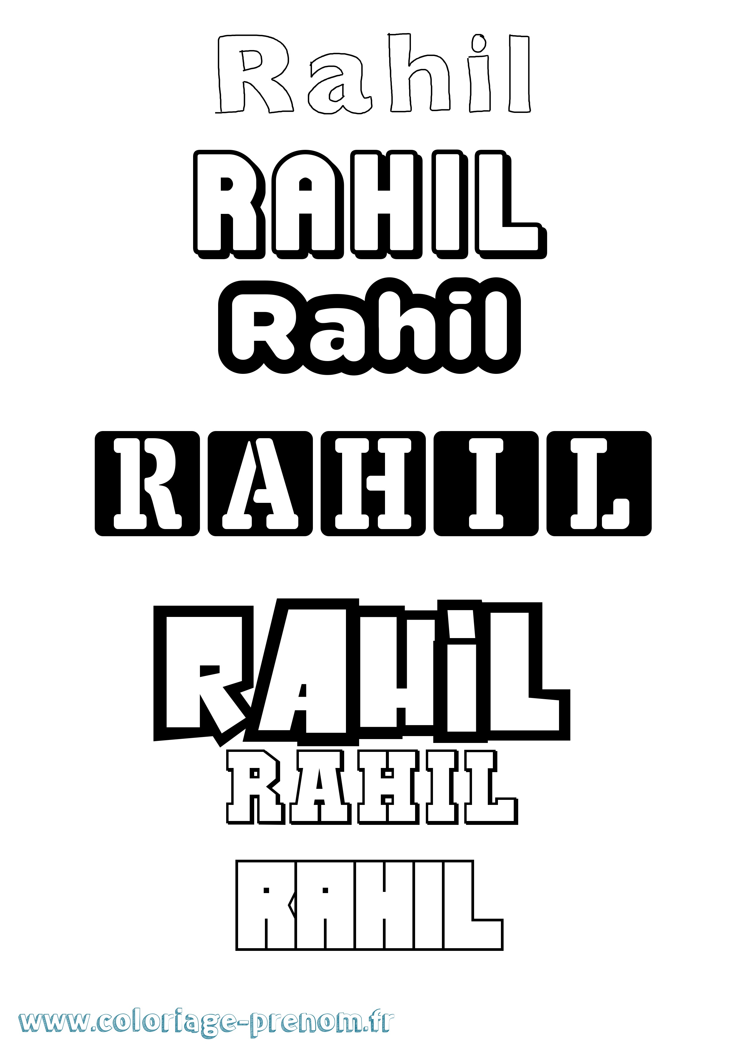 Coloriage prénom Rahil Simple