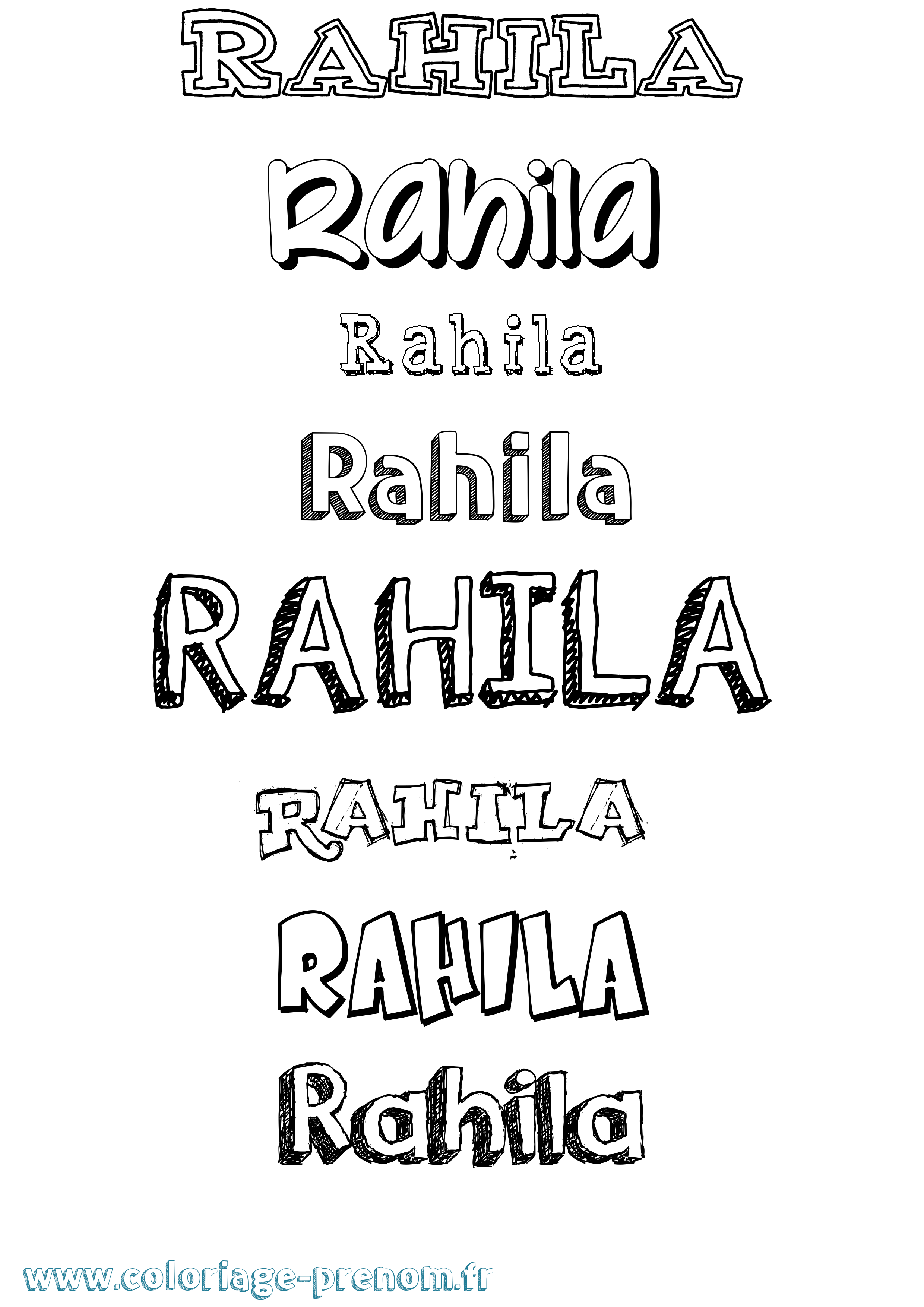 Coloriage prénom Rahila Dessiné