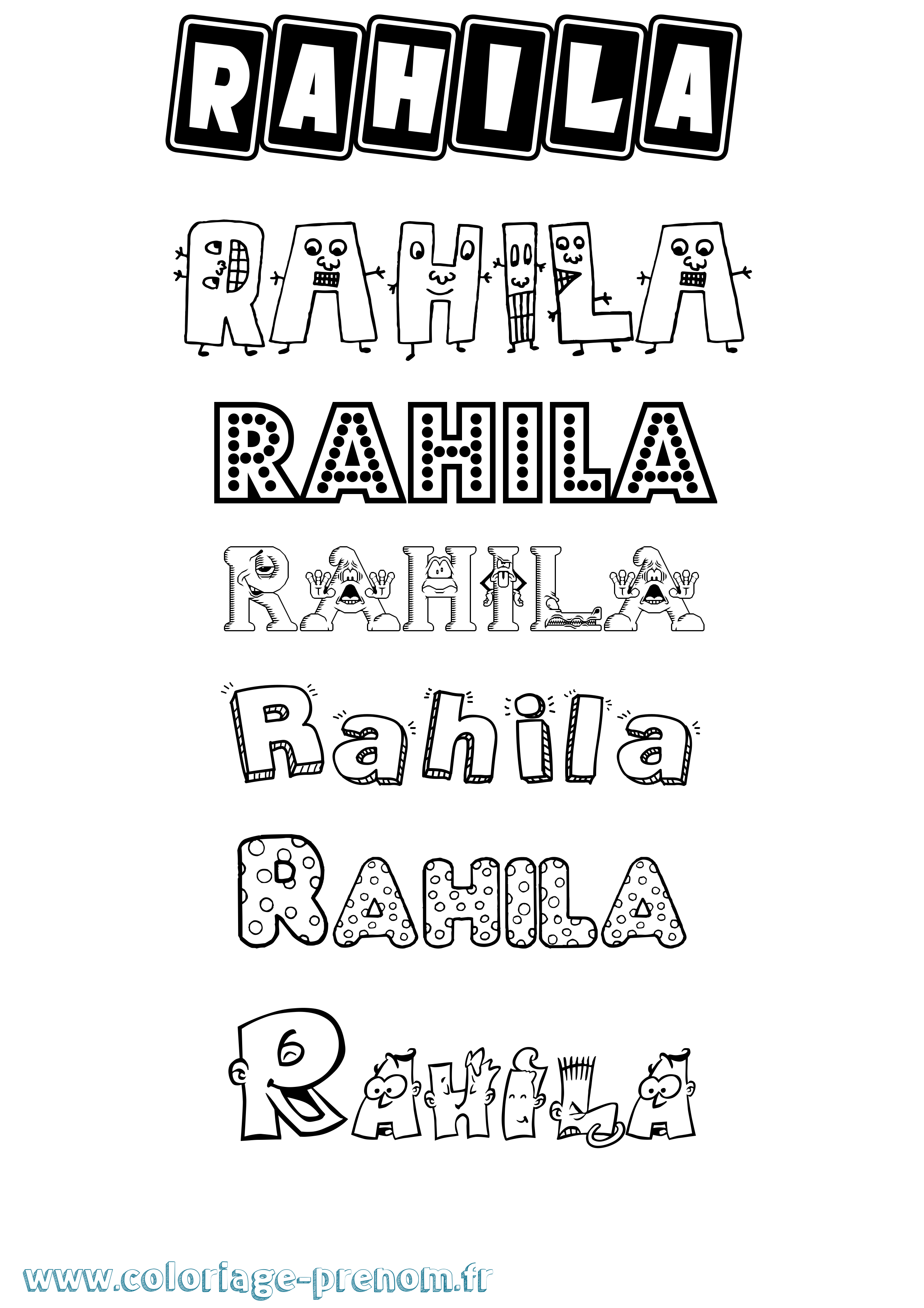 Coloriage prénom Rahila Fun