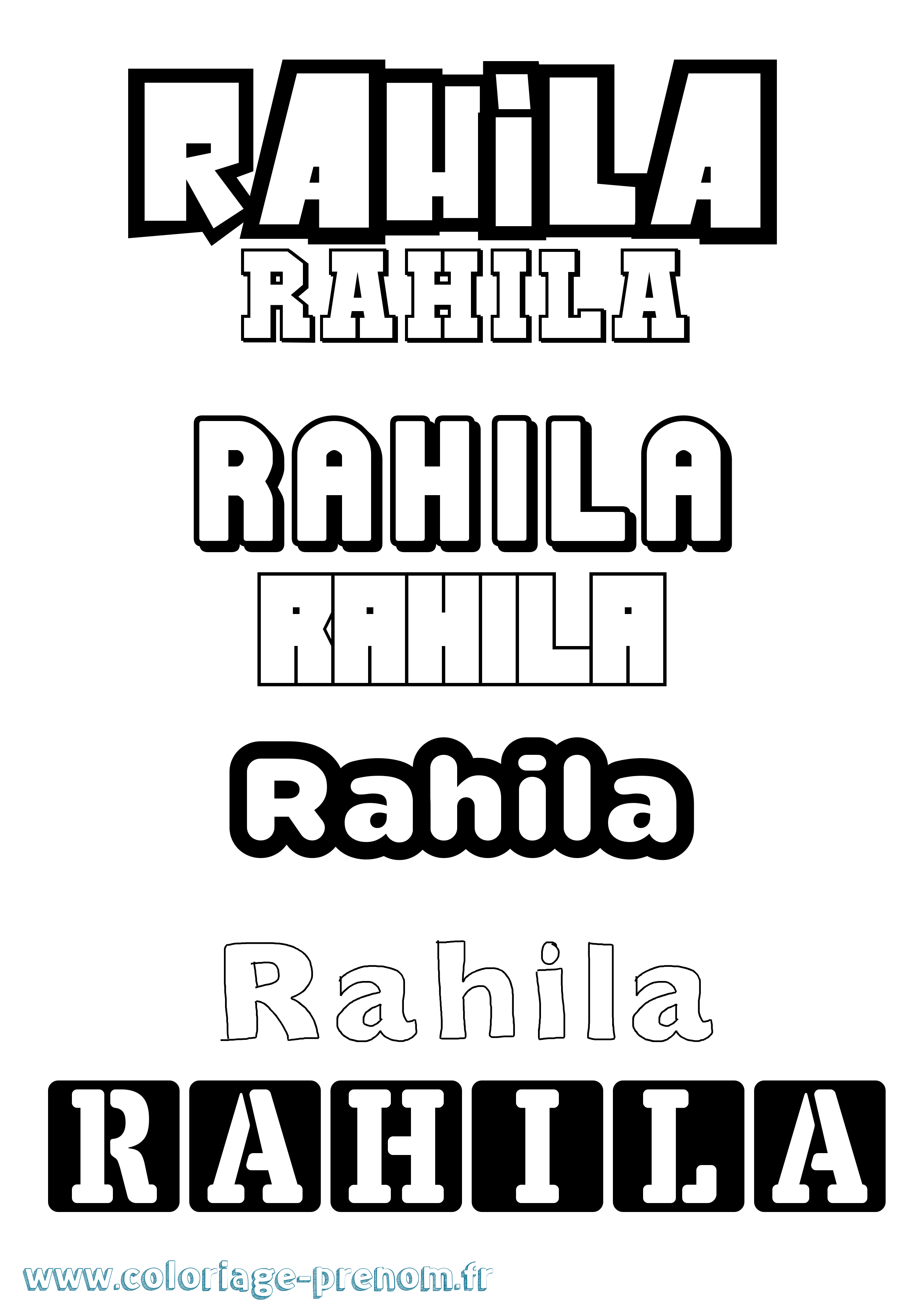 Coloriage prénom Rahila Simple
