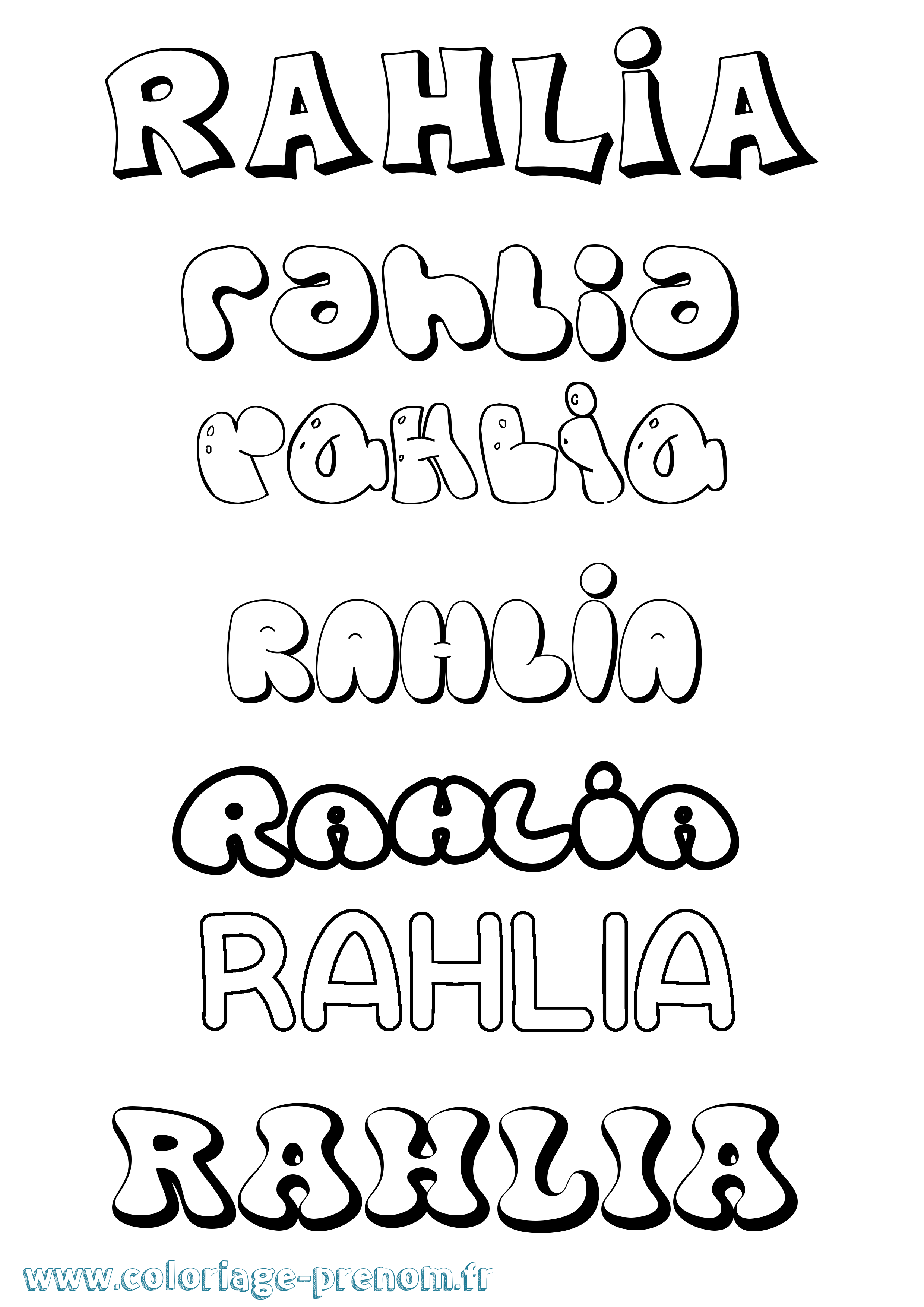 Coloriage Rahlia Bubble Coloriage prénom Rahlia Bubble