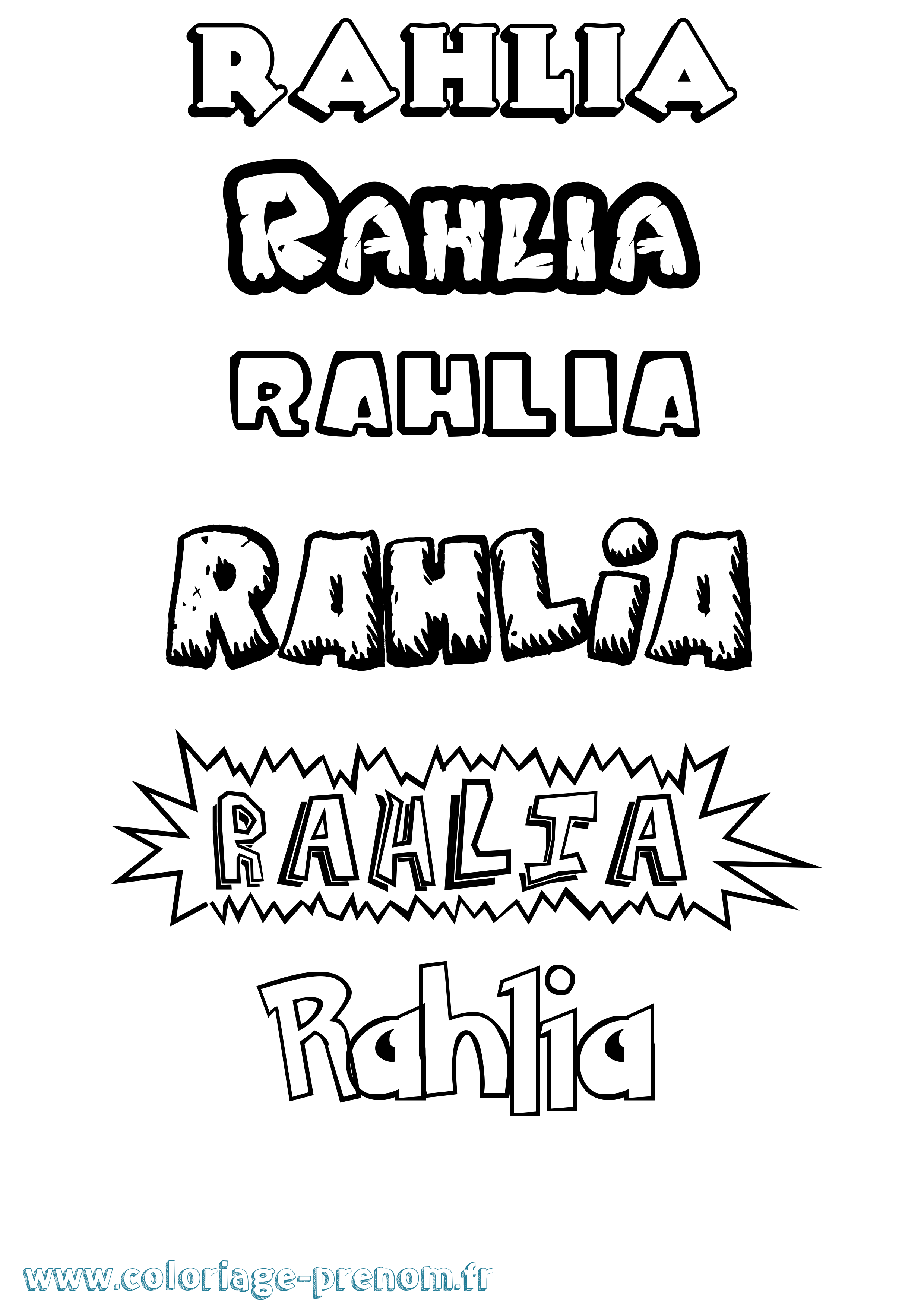 Coloriage Rahlia Dessin Animé Coloriage prénom Rahlia Dessin Animé
