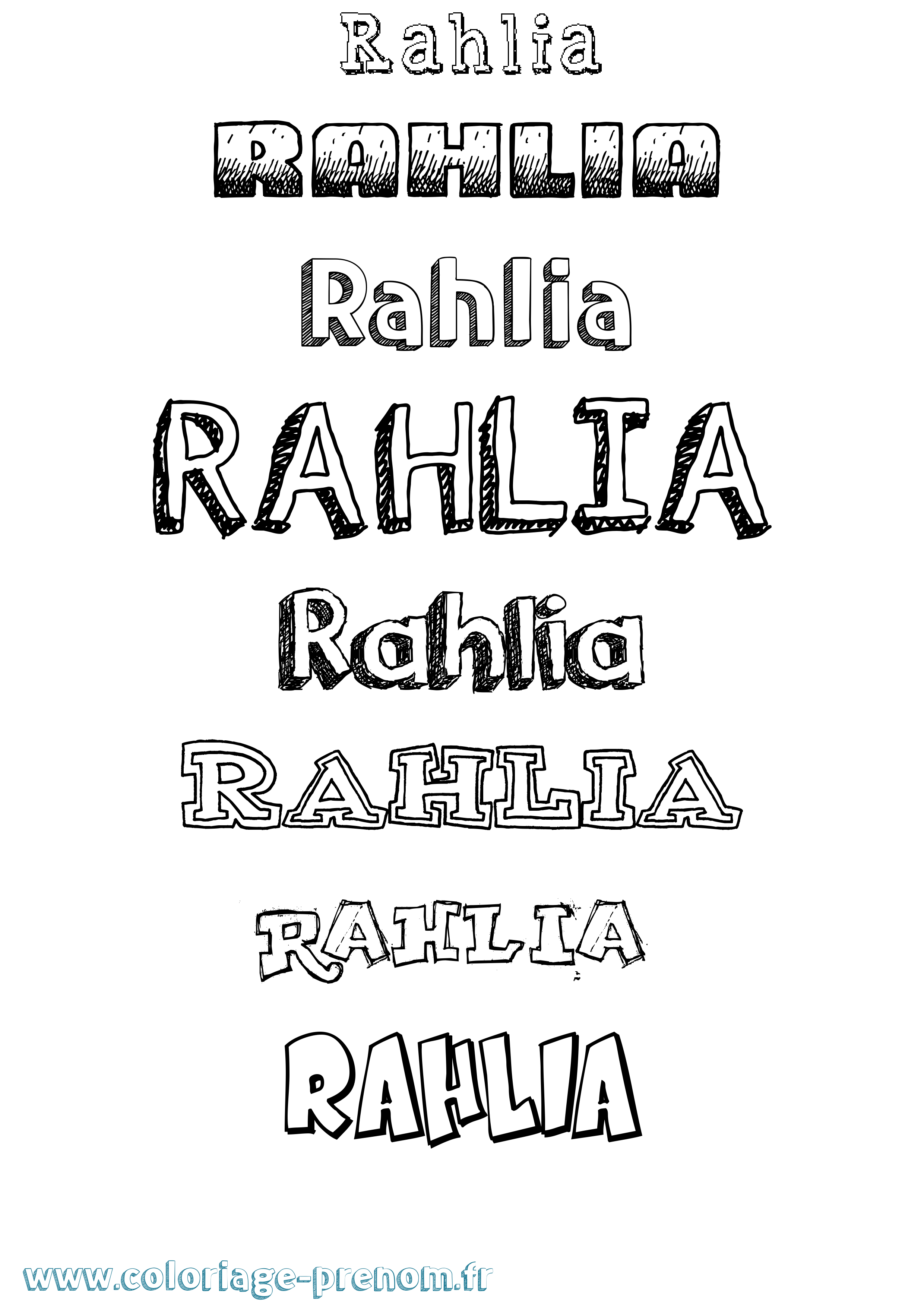 Coloriage Rahlia Dessiné Coloriage prénom Rahlia Dessiné