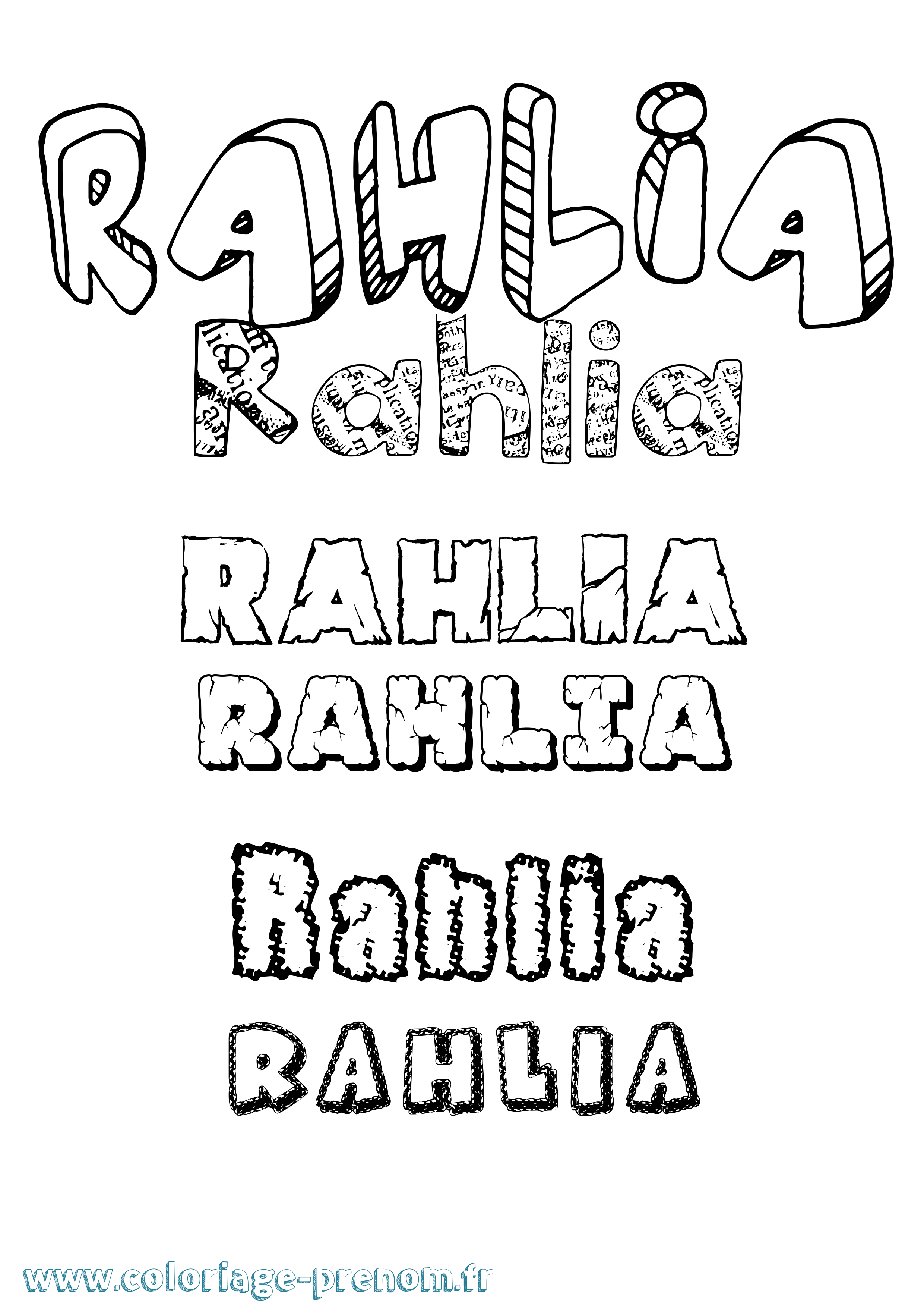 Coloriage Rahlia Destructuré Coloriage prénom Rahlia Destructuré
