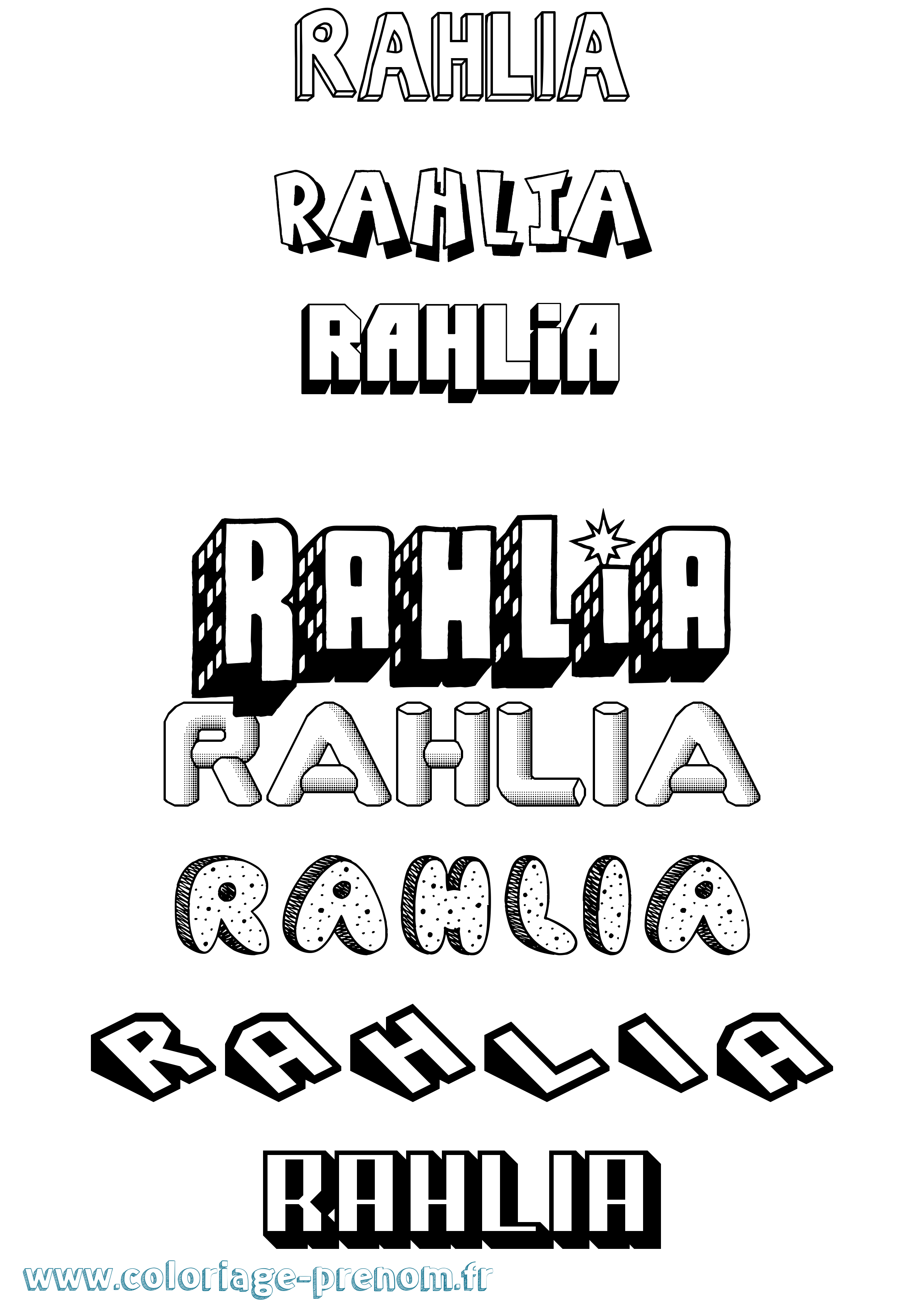 Coloriage Rahlia Effet 3D Coloriage prénom Rahlia Effet 3D