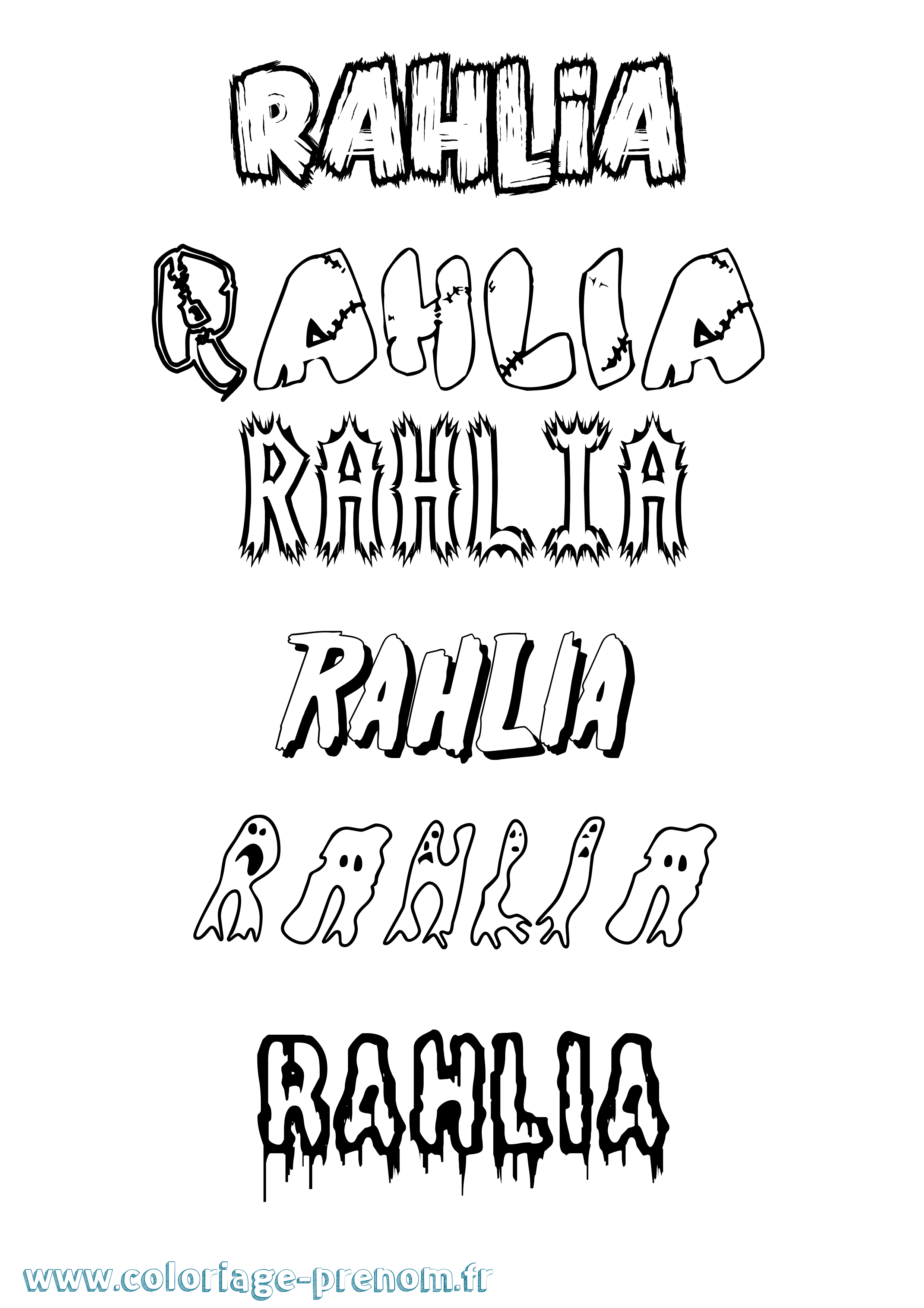 Coloriage Rahlia Frisson Coloriage prénom Rahlia Frisson