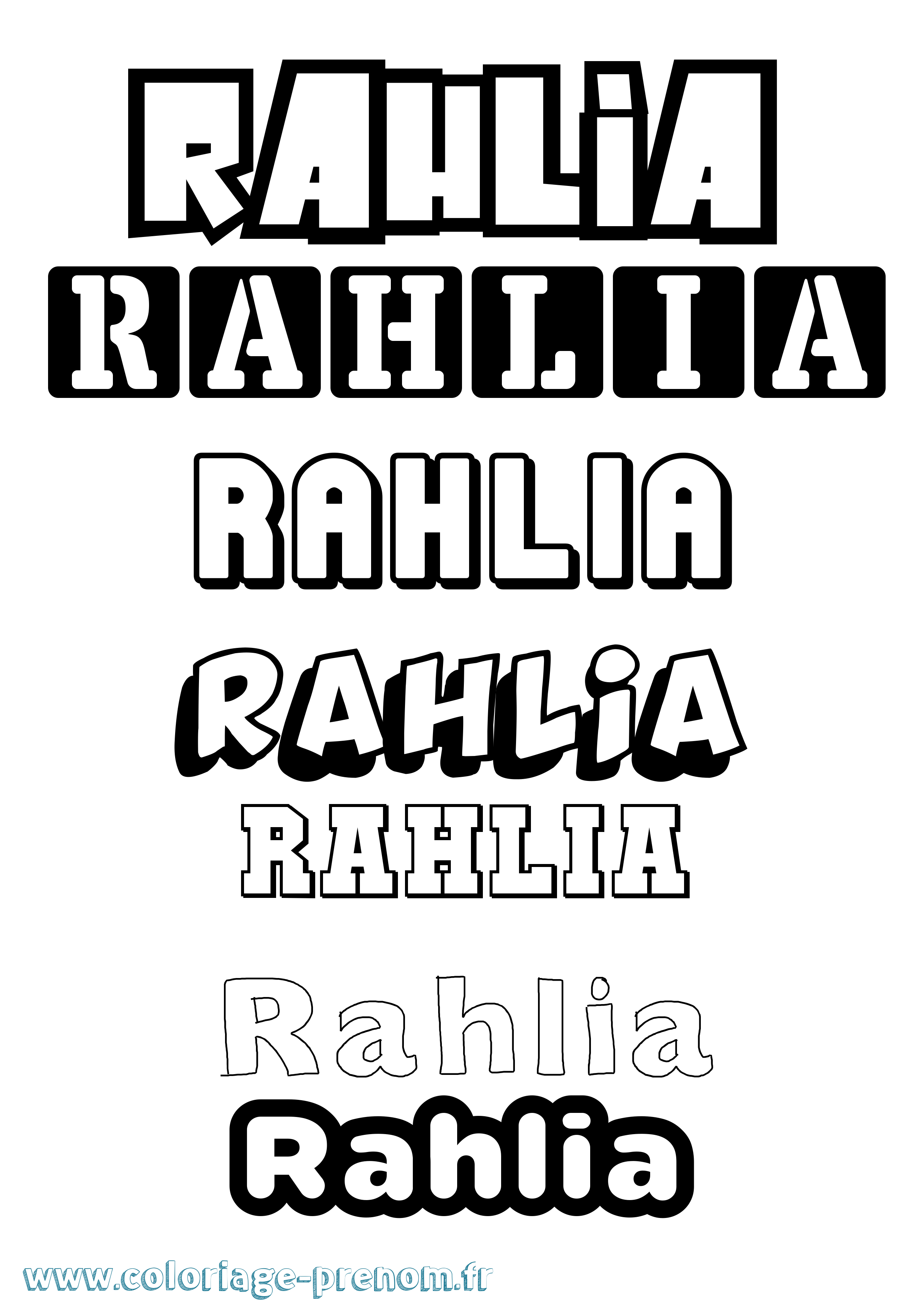 Coloriage Rahlia Simple Coloriage prénom Rahlia Simple