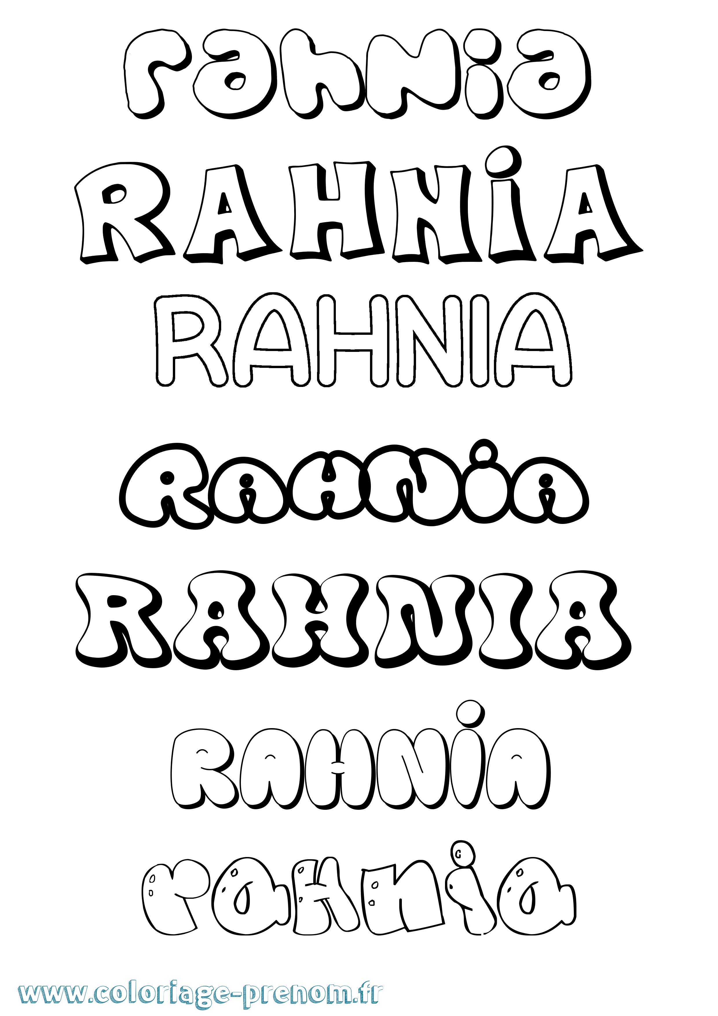 Coloriage Rahnia Bubble Coloriage prénom Rahnia Bubble