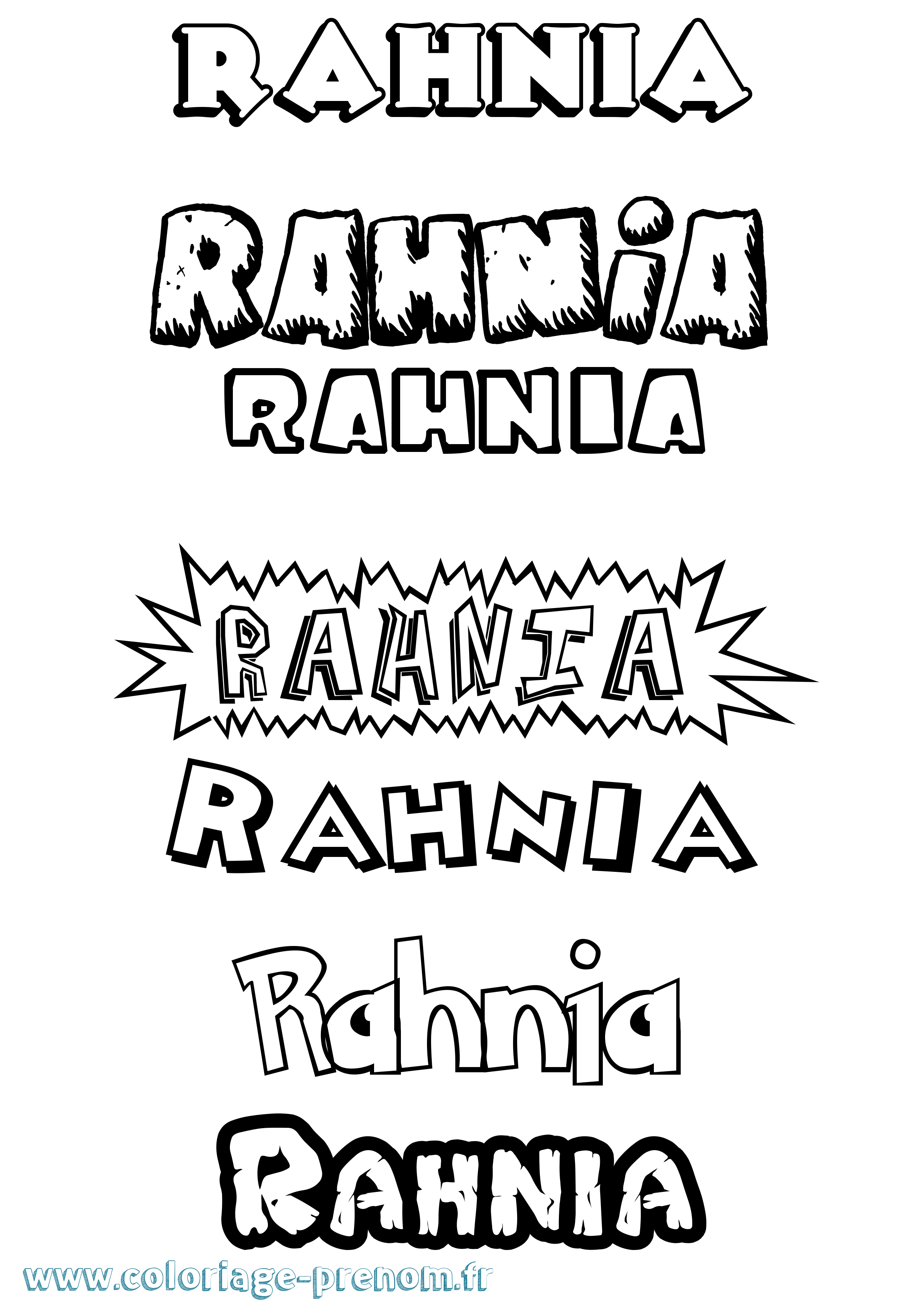 Coloriage Rahnia Dessin Animé Coloriage prénom Rahnia Dessin Animé