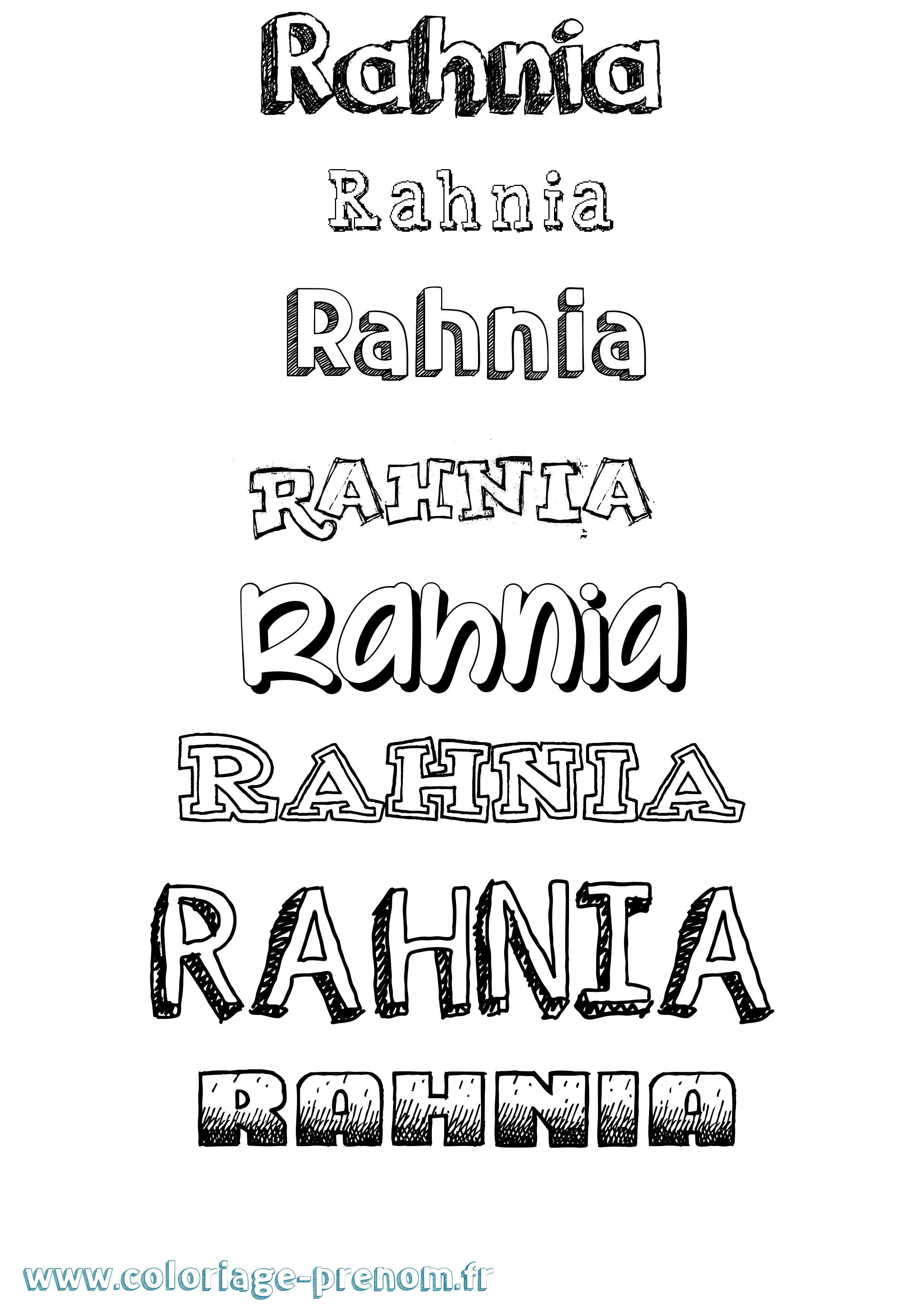 Coloriage Rahnia Dessiné Coloriage prénom Rahnia Dessiné