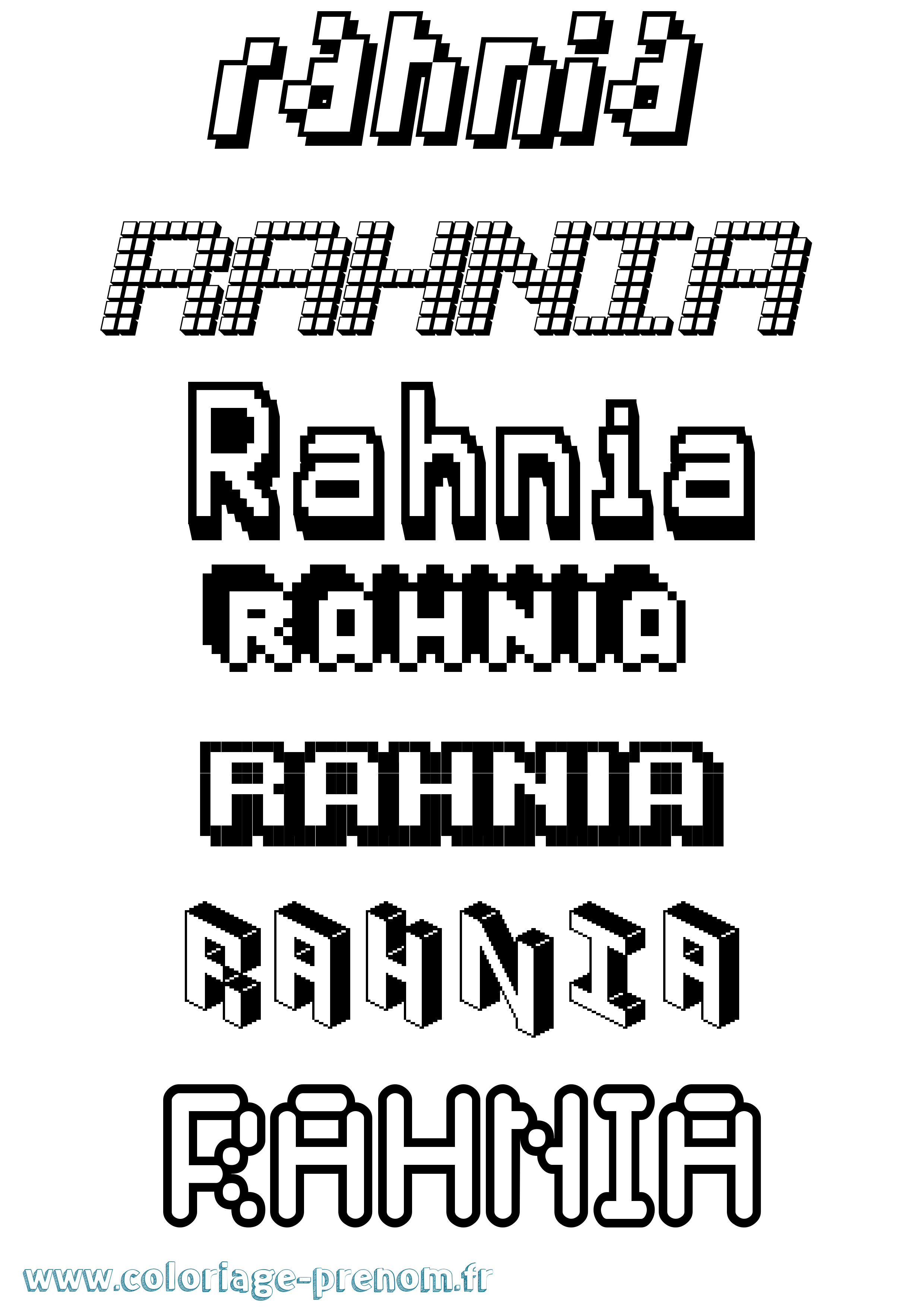 Coloriage Rahnia Pixel Coloriage prénom Rahnia Pixel