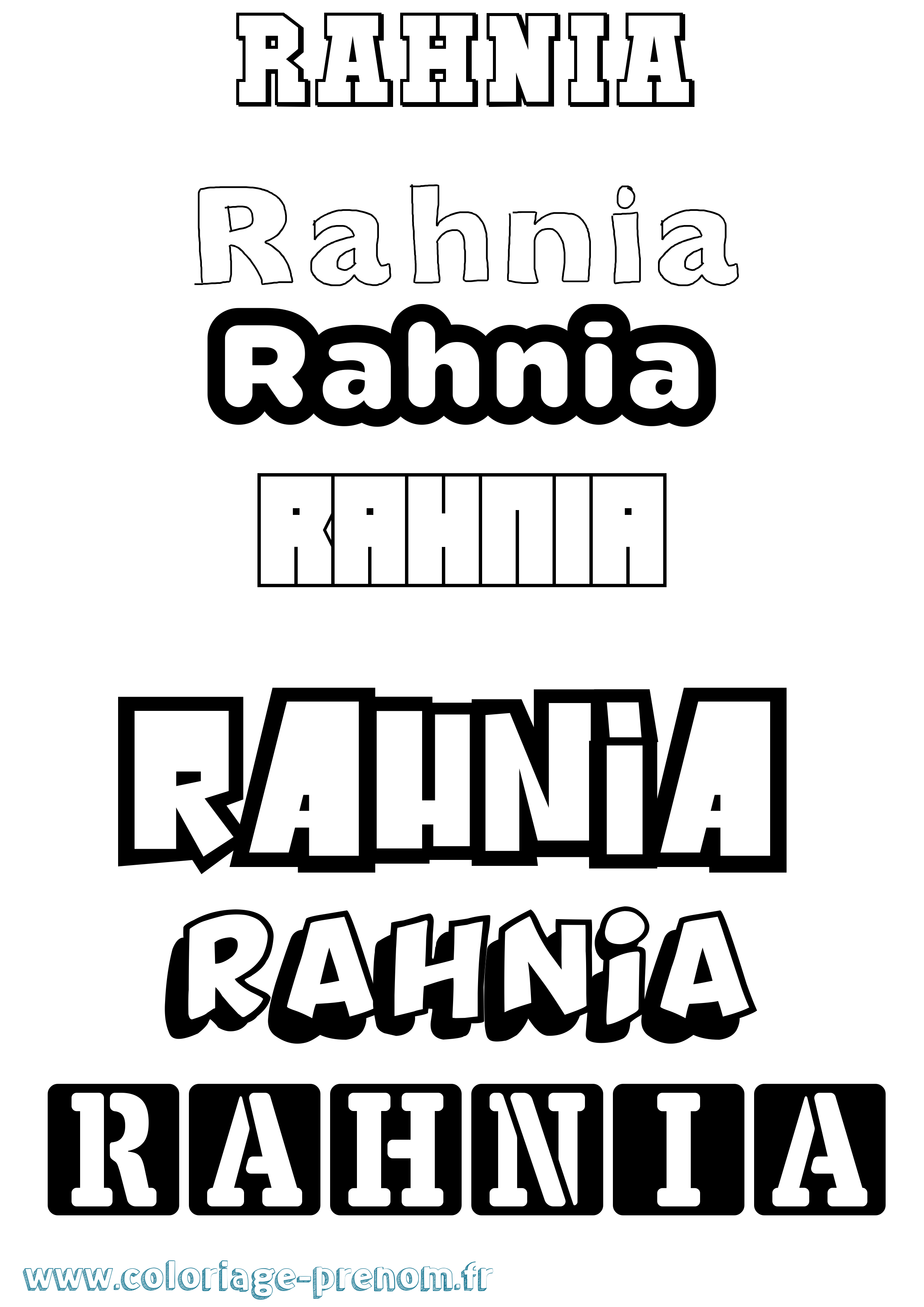 Coloriage Rahnia Simple Coloriage prénom Rahnia Simple