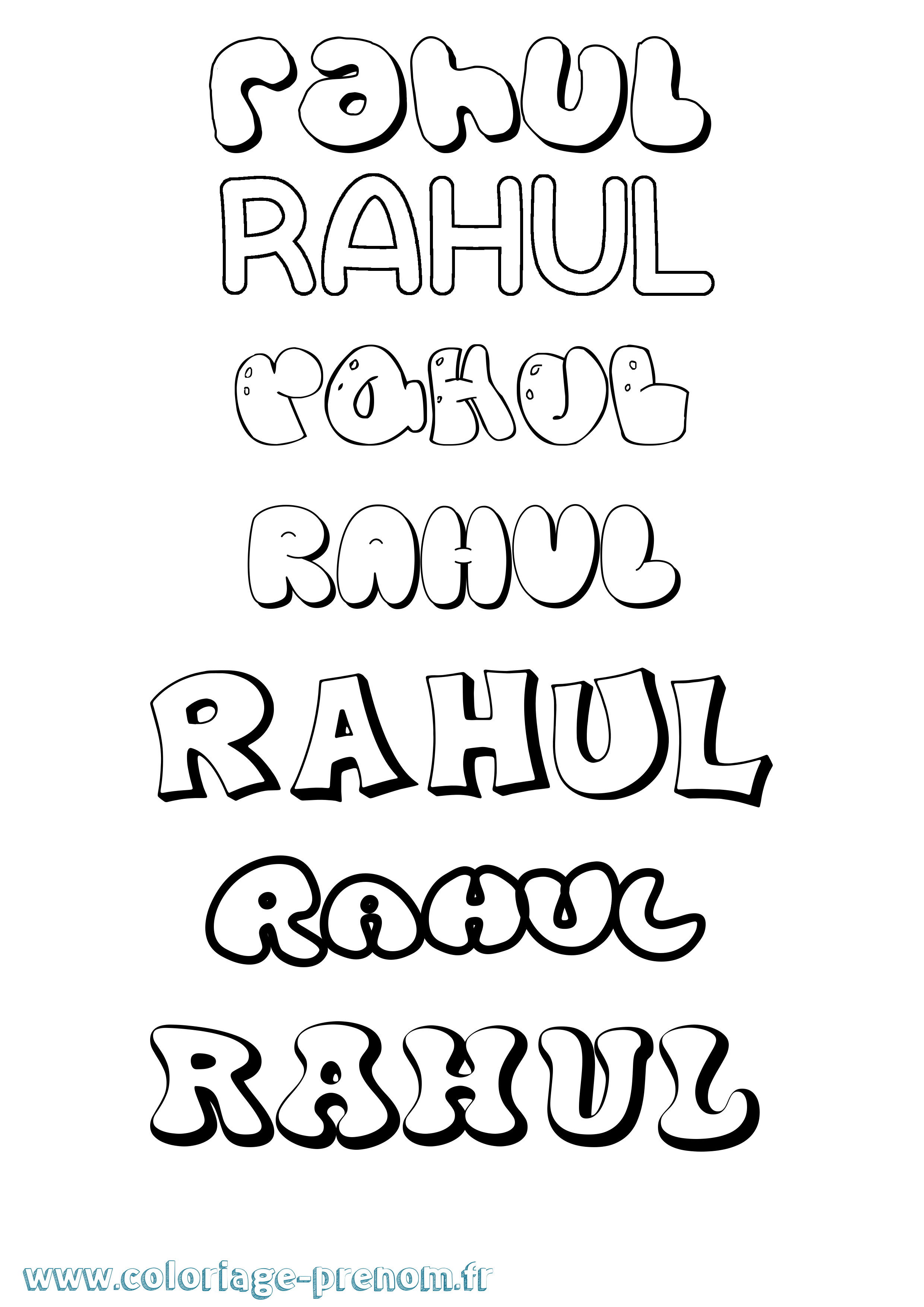 Coloriage prénom Rahul Bubble