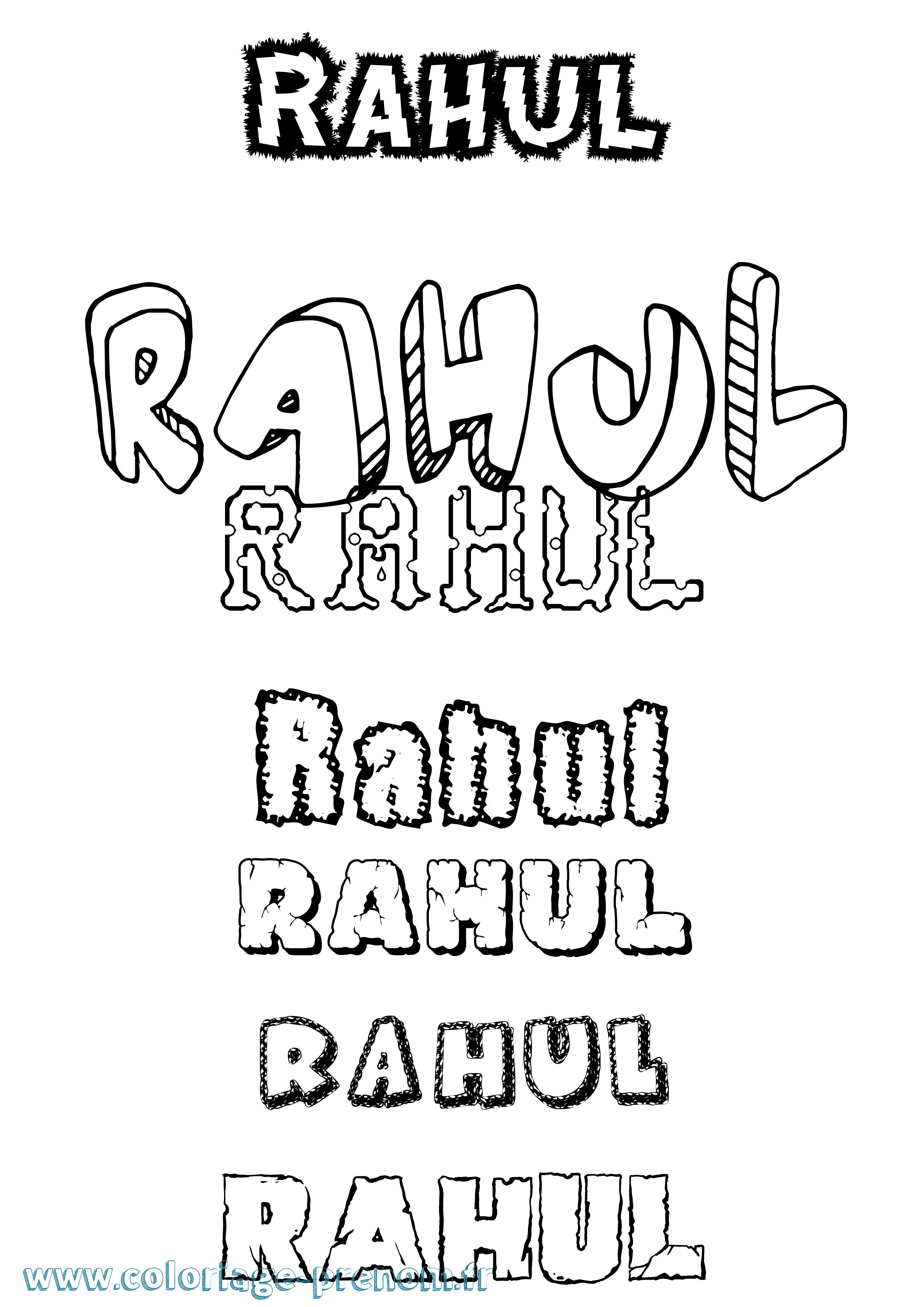 Coloriage prénom Rahul Destructuré