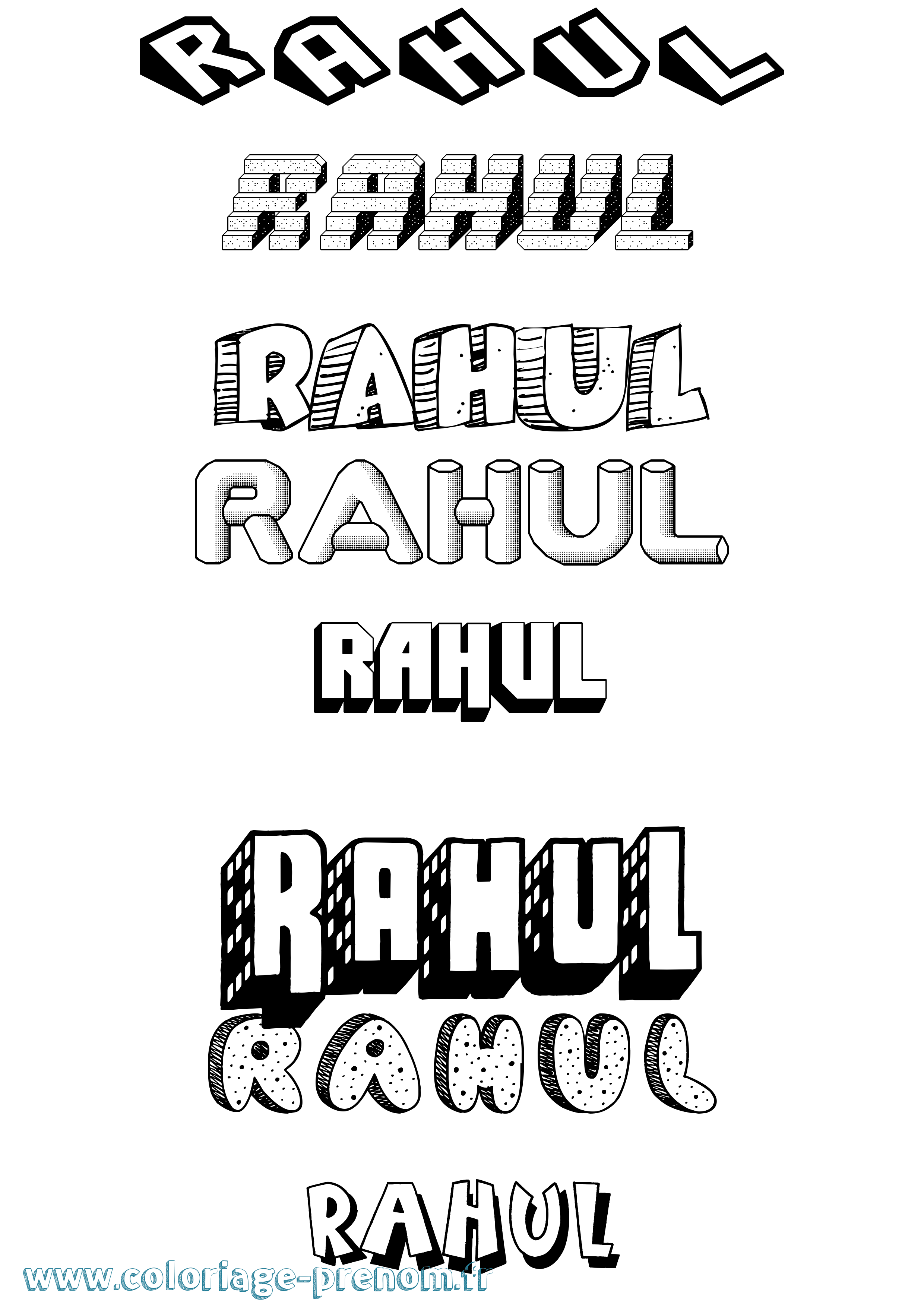 Coloriage prénom Rahul Effet 3D