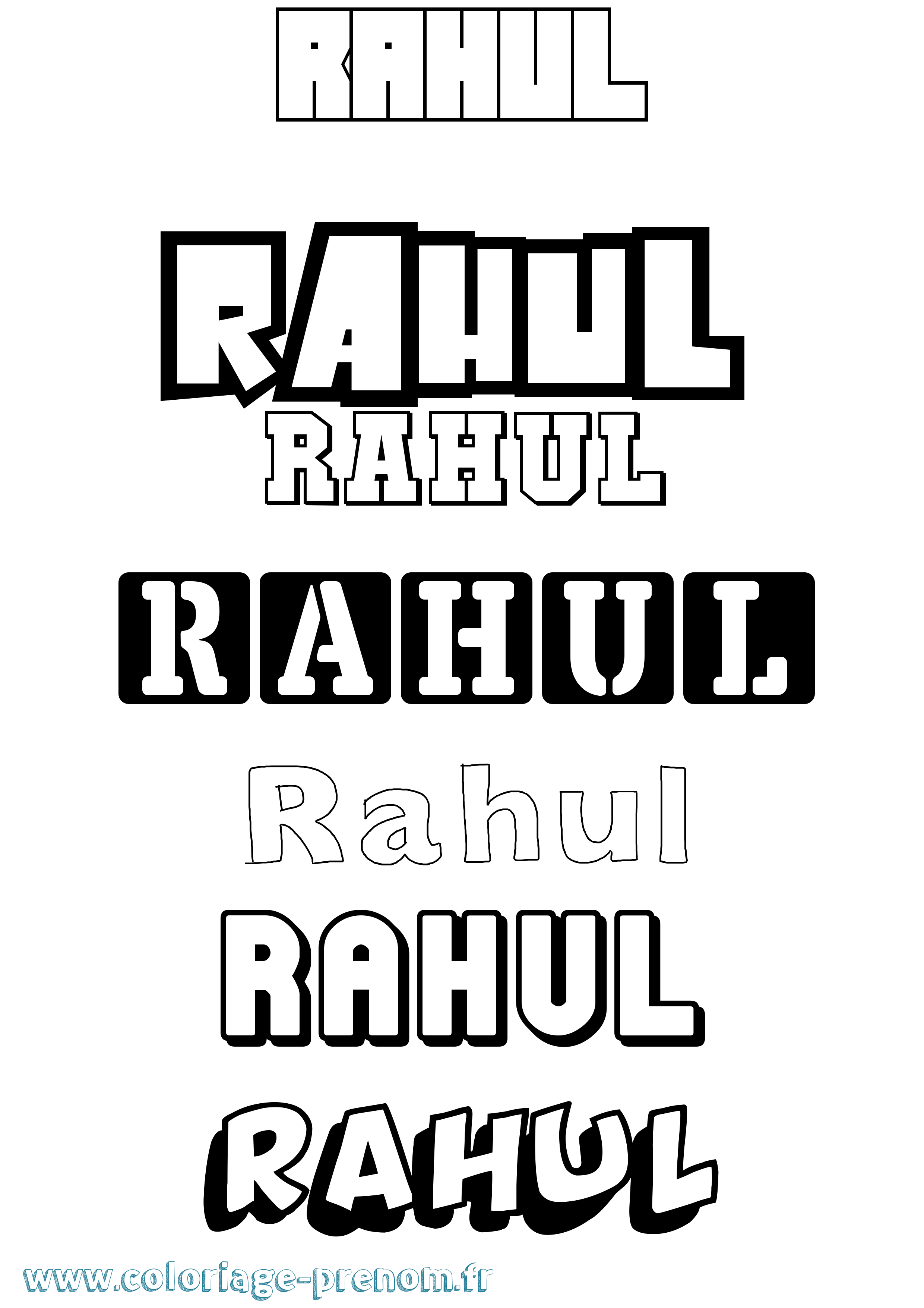 Coloriage prénom Rahul Simple