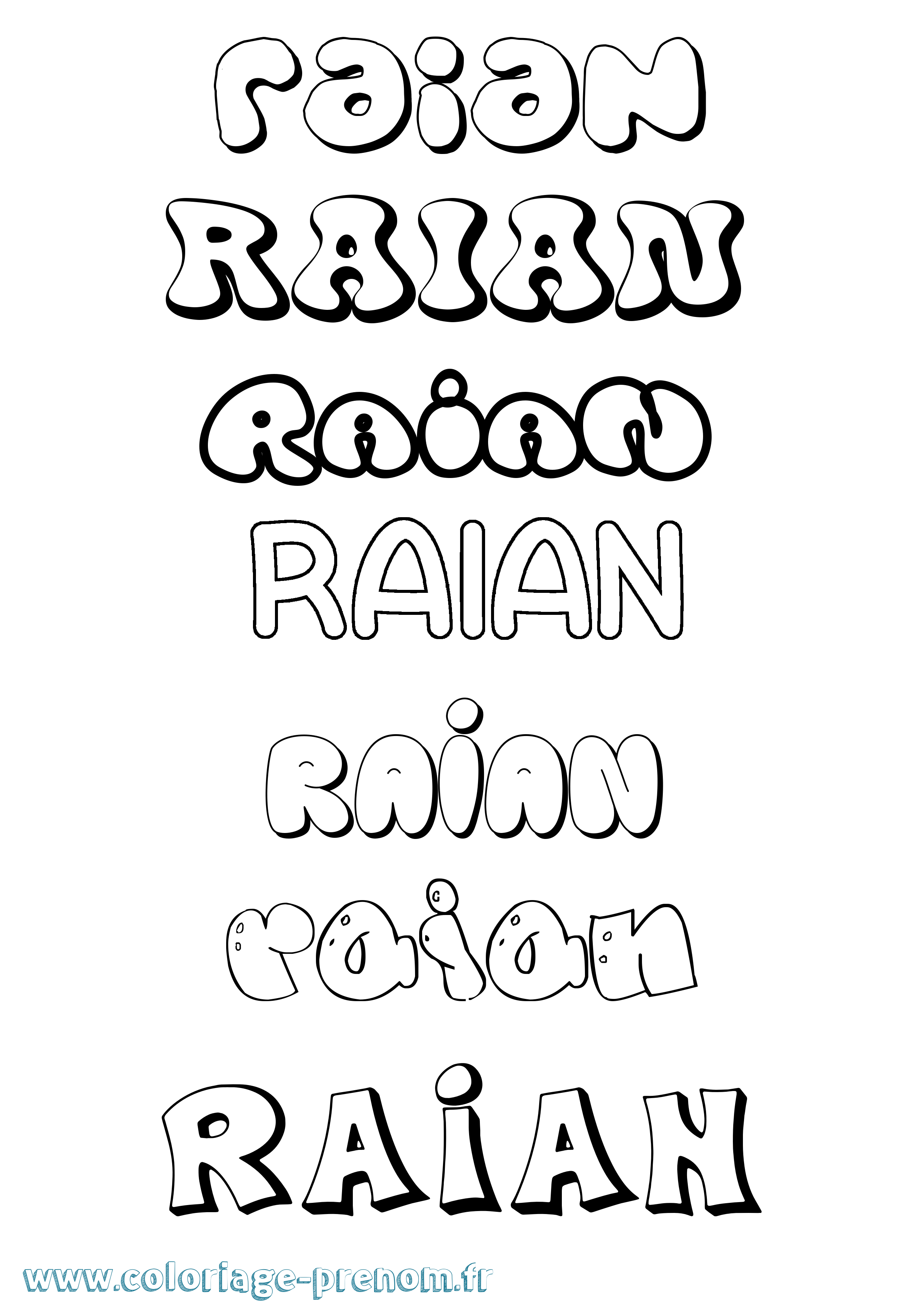 Coloriage Raian Bubble Coloriage prénom Raian Bubble