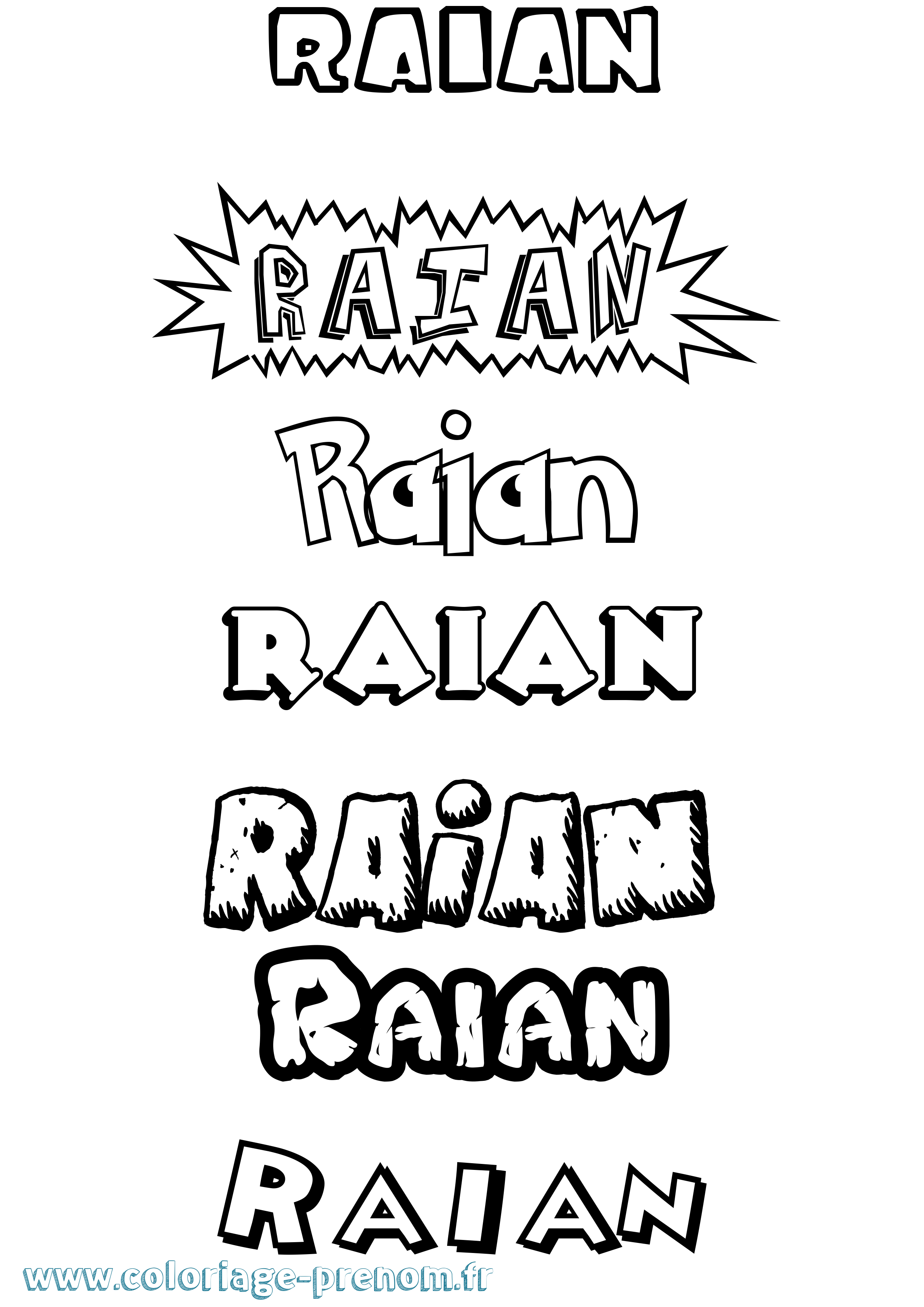 Coloriage Raian Dessin Animé Coloriage prénom Raian Dessin Animé