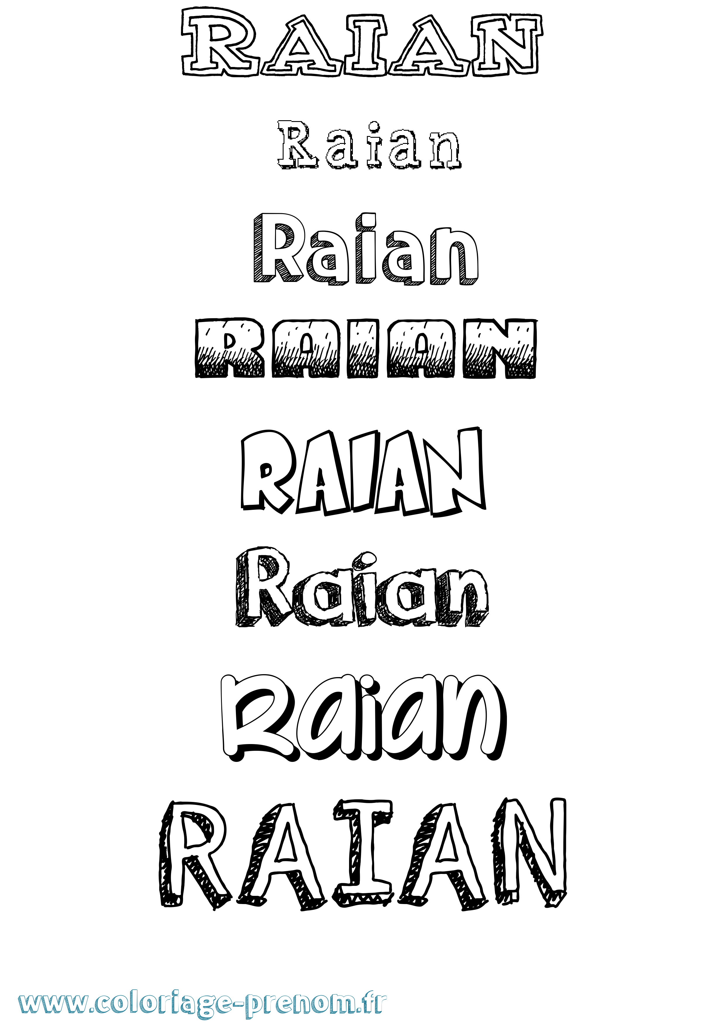 Coloriage Raian Dessiné Coloriage prénom Raian Dessiné