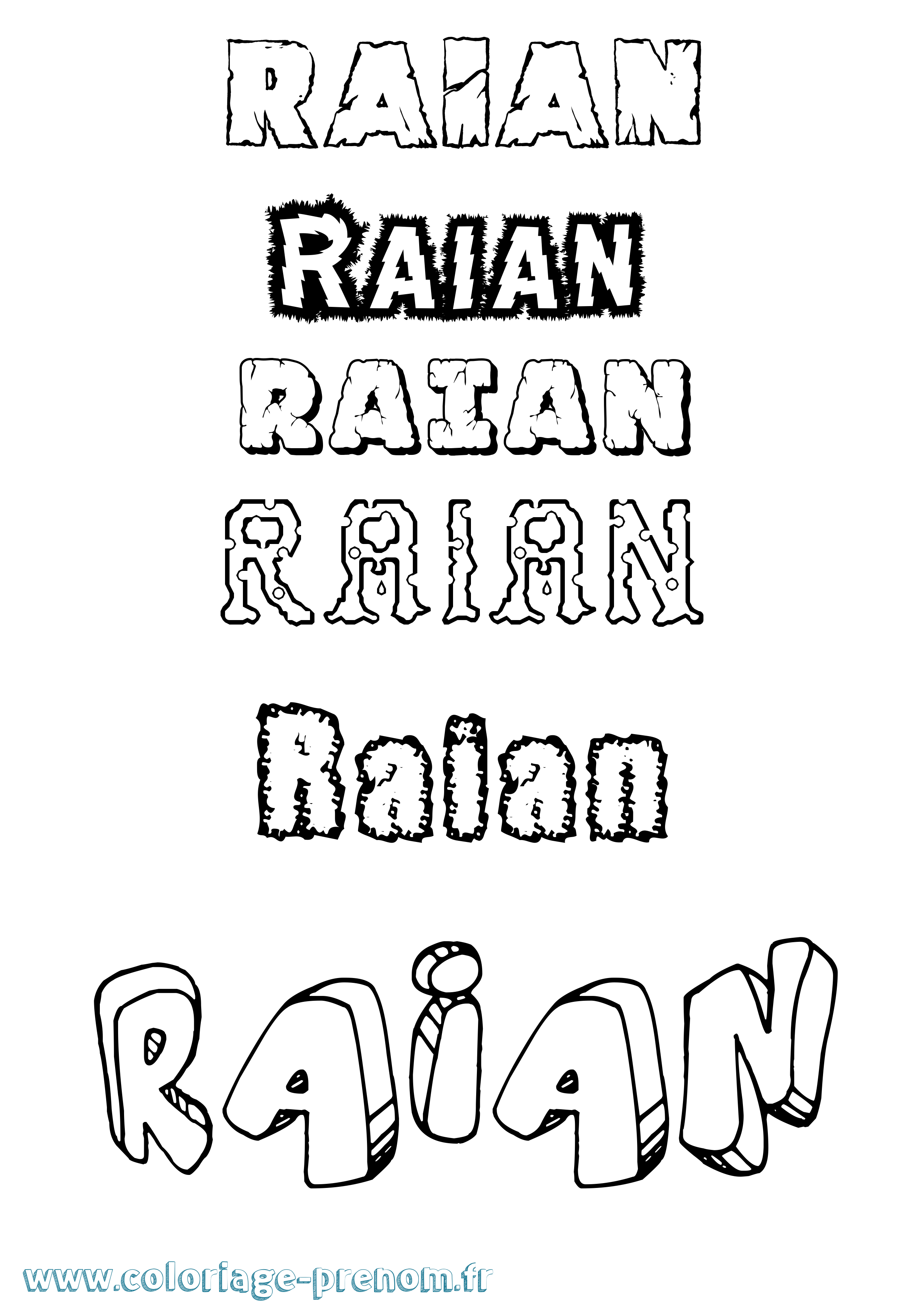 Coloriage Raian Destructuré Coloriage prénom Raian Destructuré