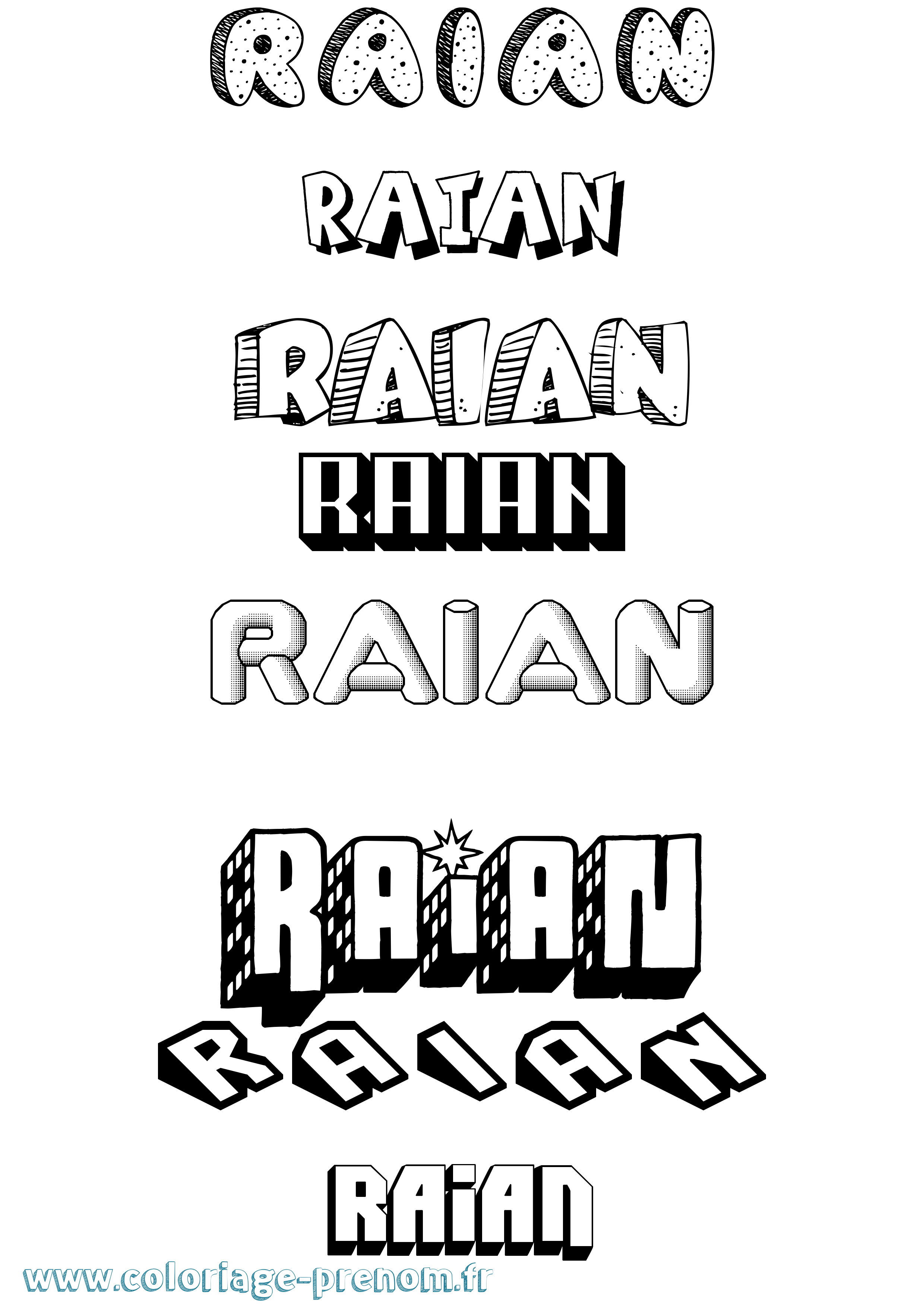 Coloriage Raian Effet 3D Coloriage prénom Raian Effet 3D