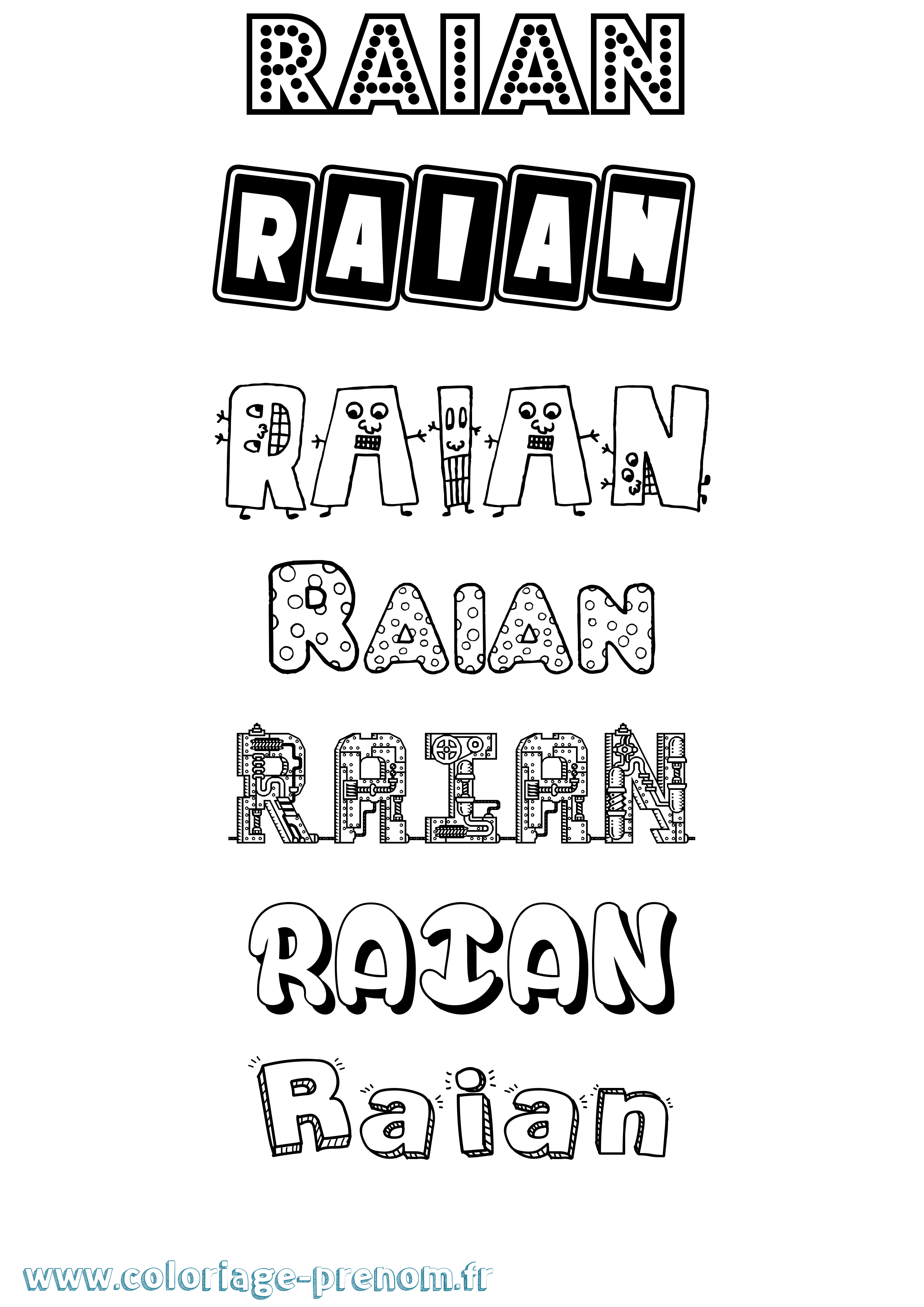 Coloriage Raian Fun Coloriage prénom Raian Fun