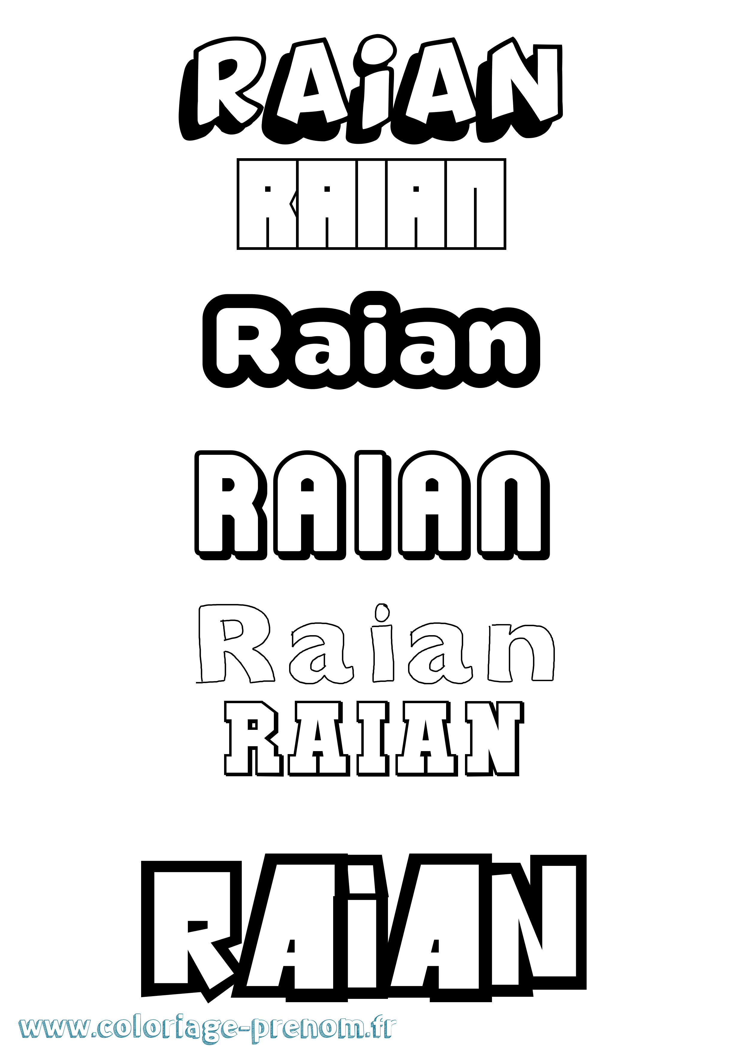 Coloriage Raian Simple Coloriage prénom Raian Simple