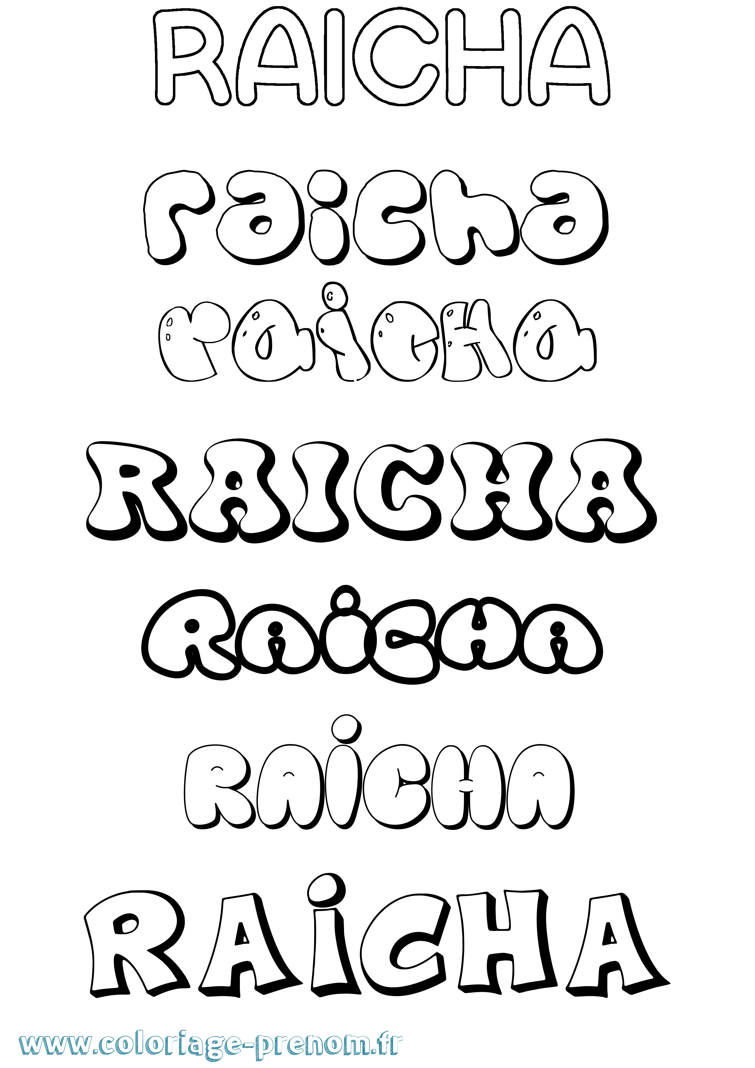 Coloriage Raicha Bubble Coloriage prénom Raicha Bubble
