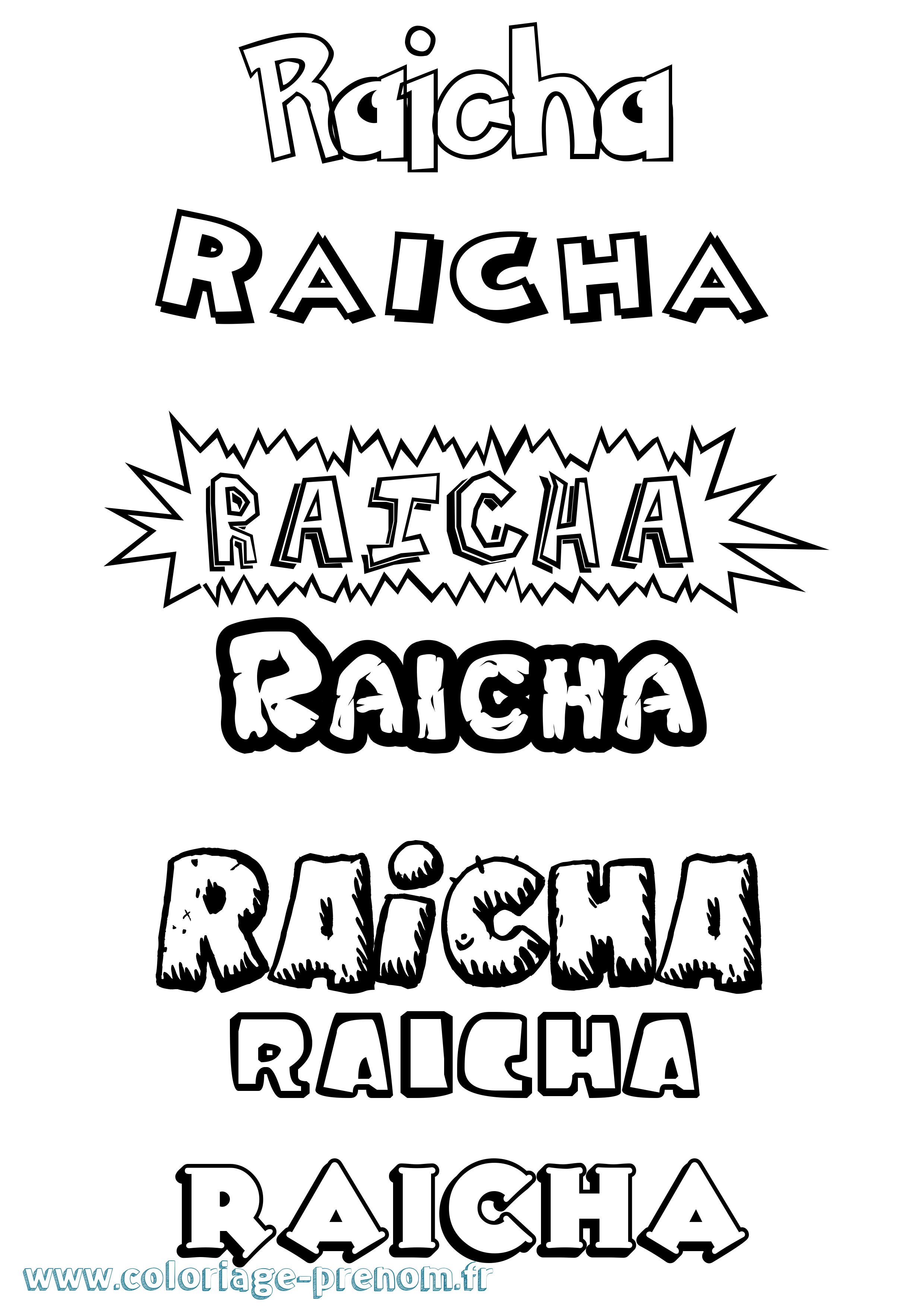 Coloriage Raicha Dessin Animé Coloriage prénom Raicha Dessin Animé