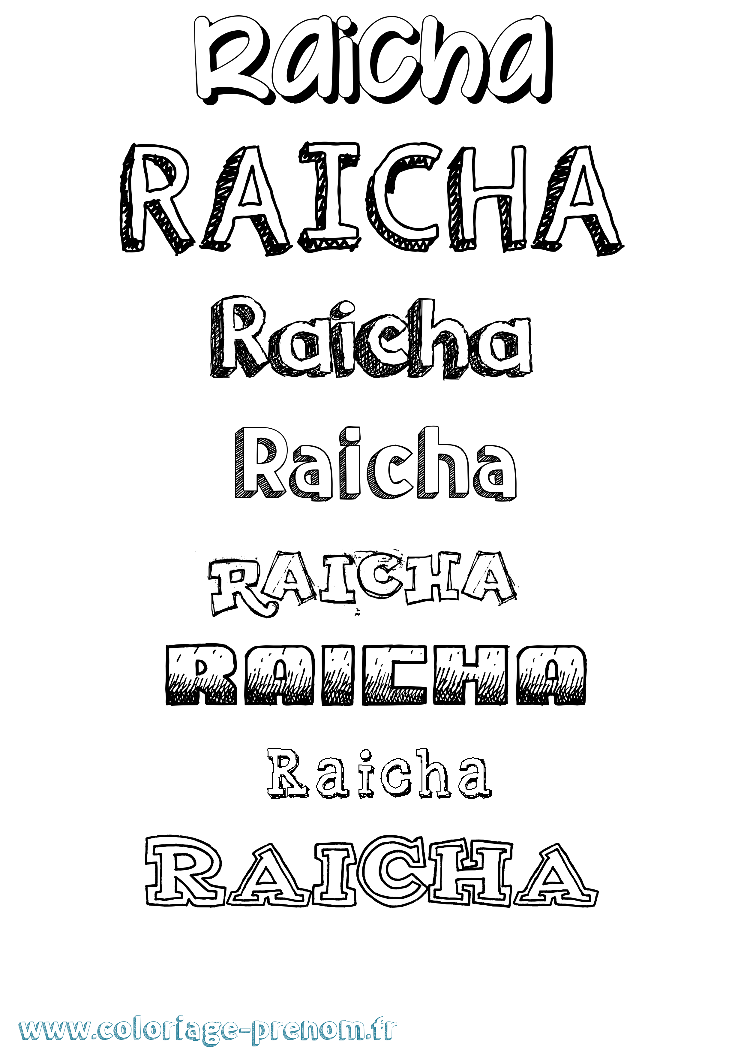 Coloriage Raicha Dessiné Coloriage prénom Raicha Dessiné