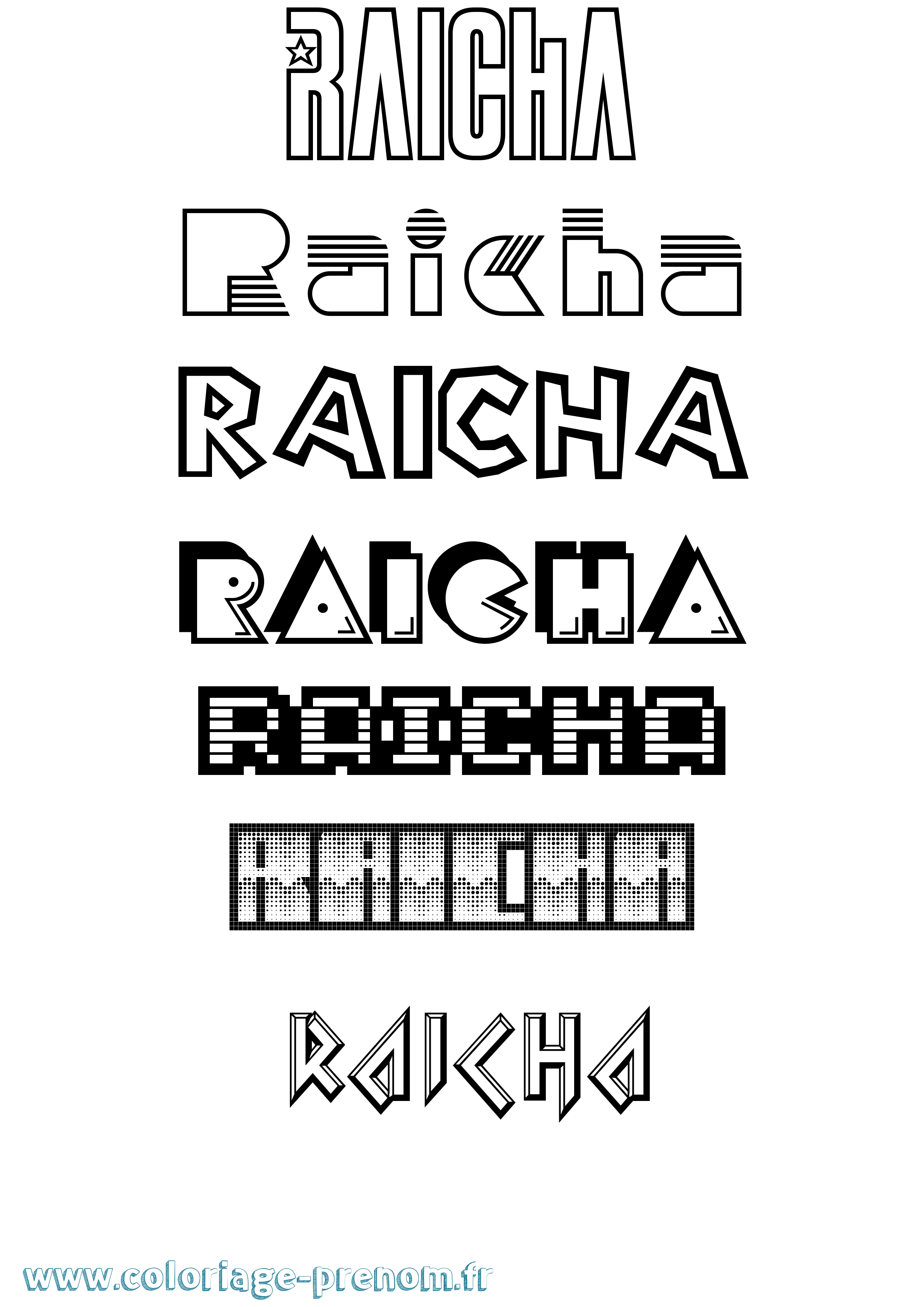 Coloriage Raicha Jeux Vidéos Coloriage prénom Raicha Jeux Vidéos