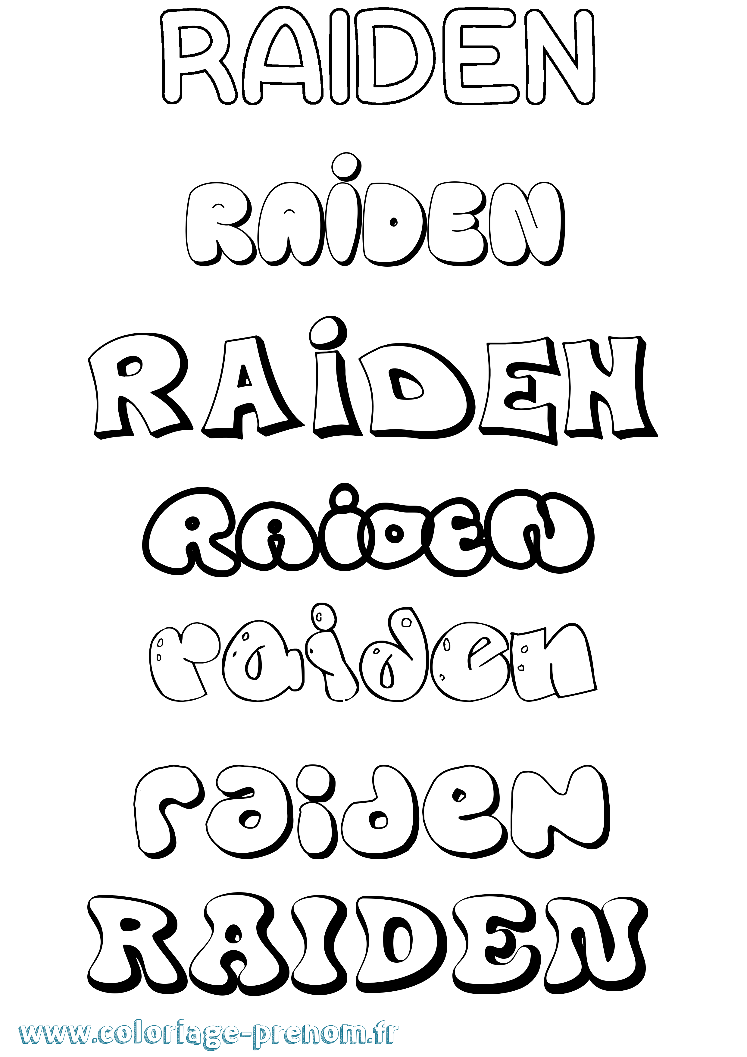 Coloriage prénom Raiden Bubble