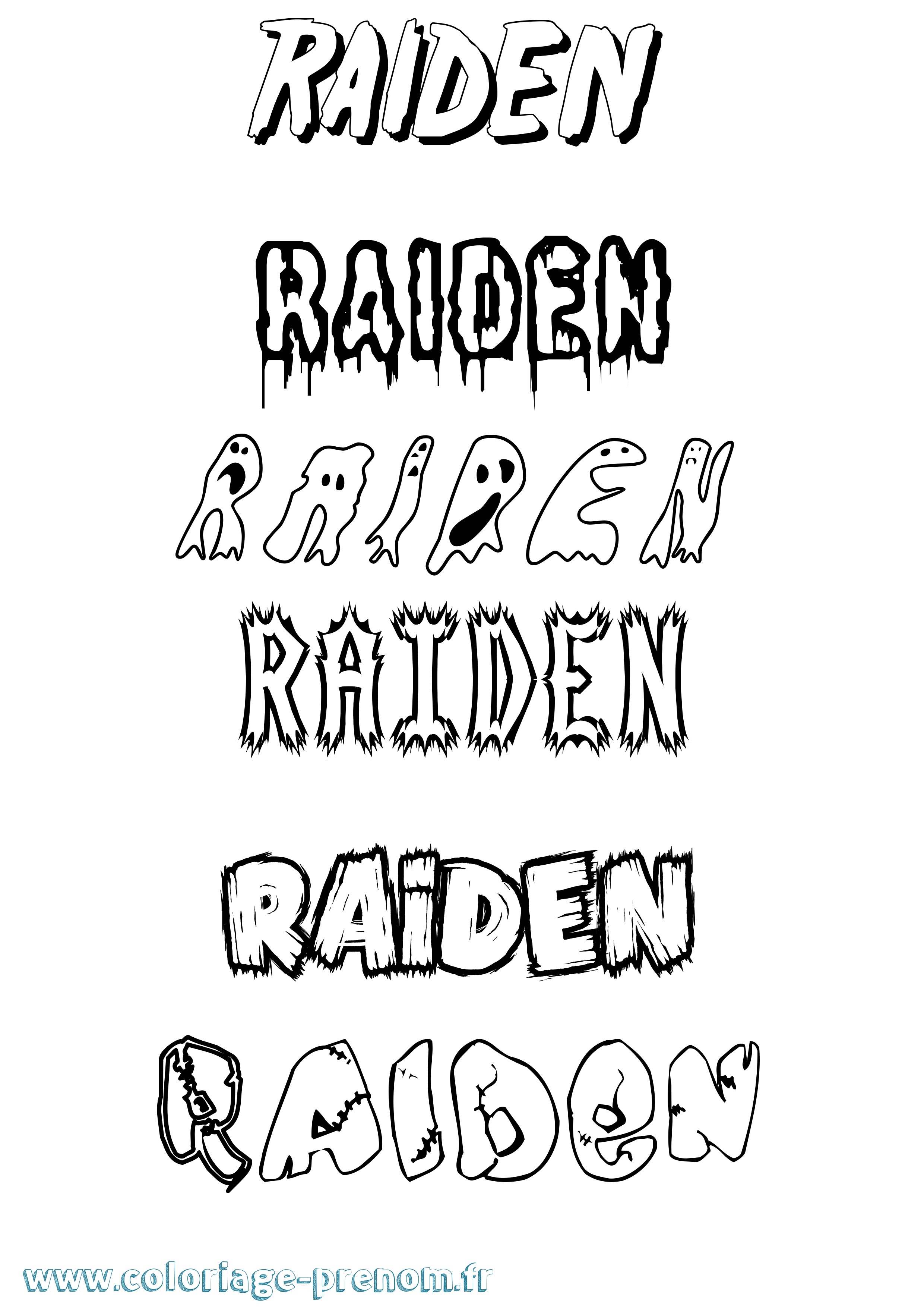 Coloriage prénom Raiden Frisson